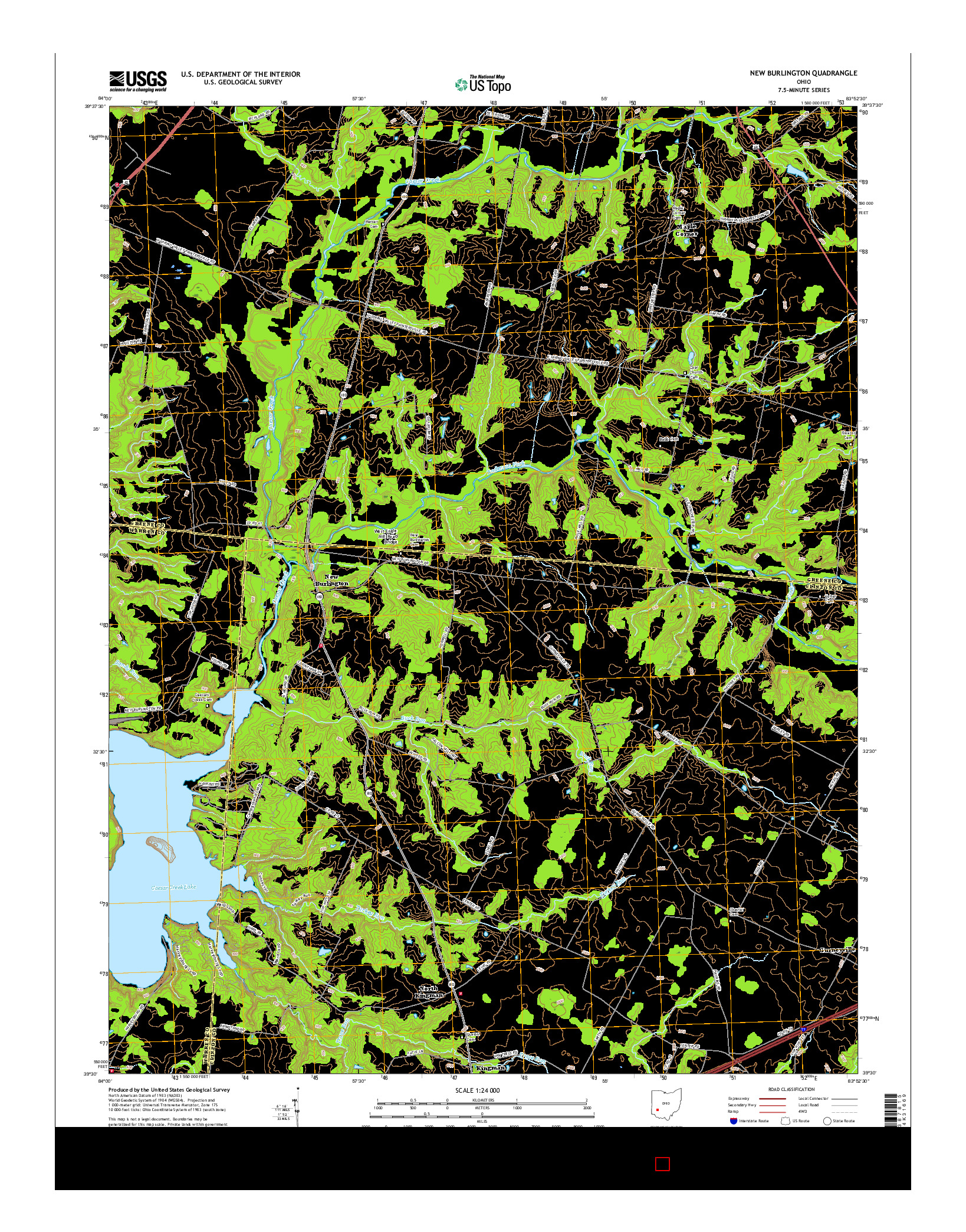 USGS US TOPO 7.5-MINUTE MAP FOR NEW BURLINGTON, OH 2016