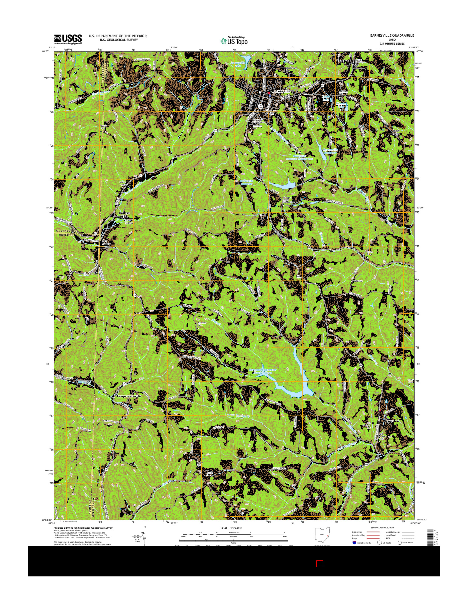USGS US TOPO 7.5-MINUTE MAP FOR BARNESVILLE, OH 2016
