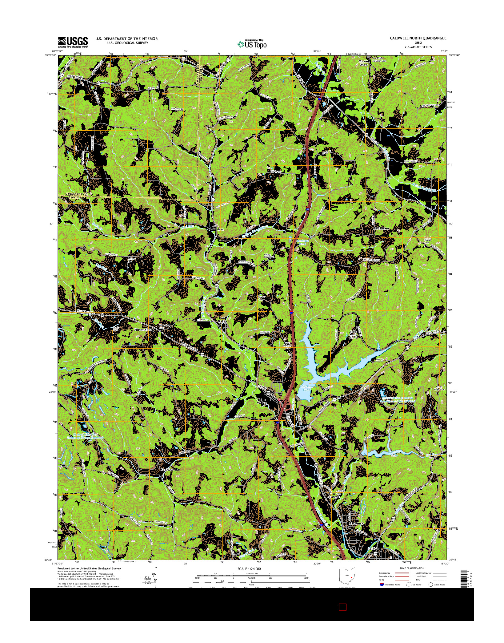 USGS US TOPO 7.5-MINUTE MAP FOR CALDWELL NORTH, OH 2016