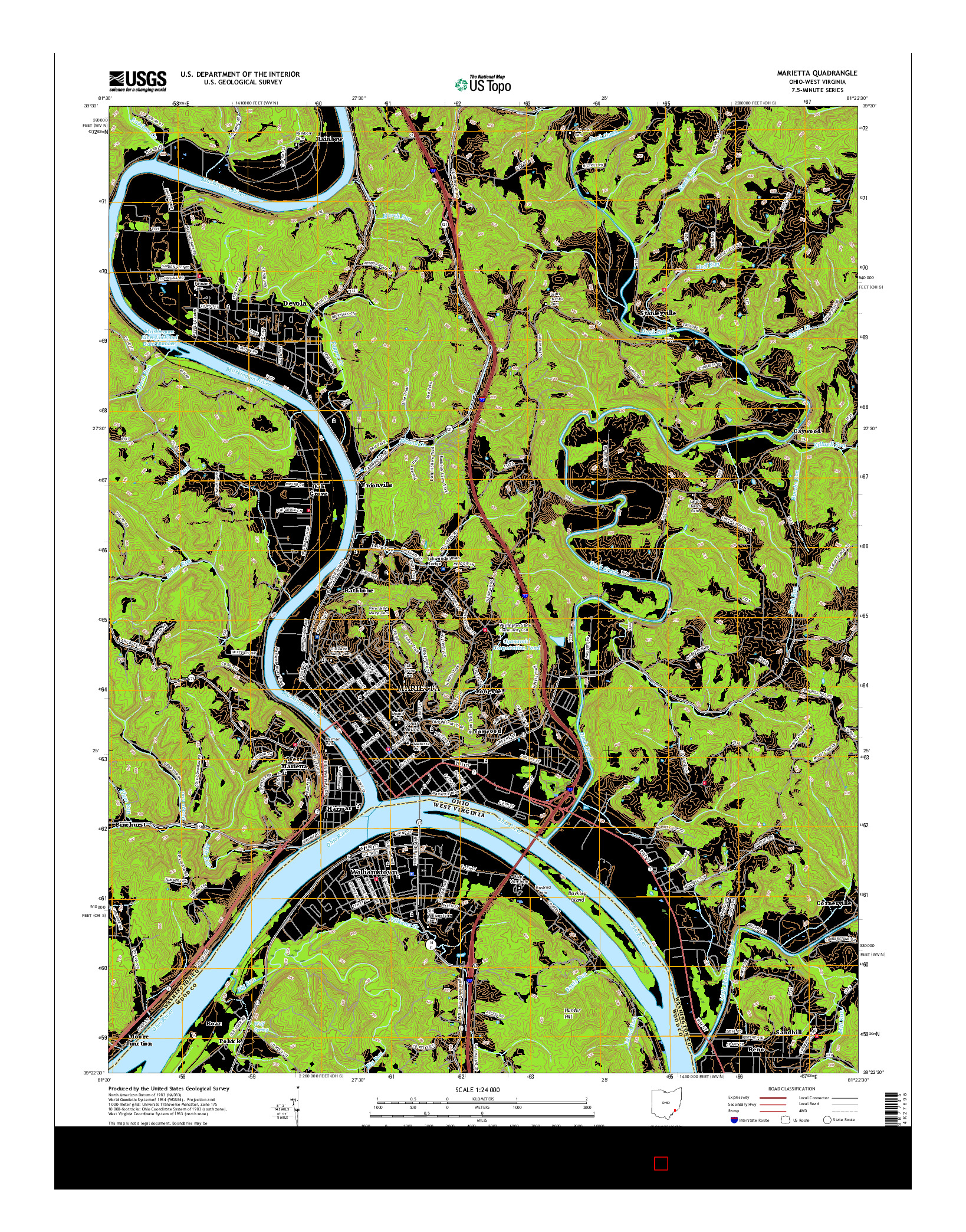 USGS US TOPO 7.5-MINUTE MAP FOR MARIETTA, OH-WV 2016