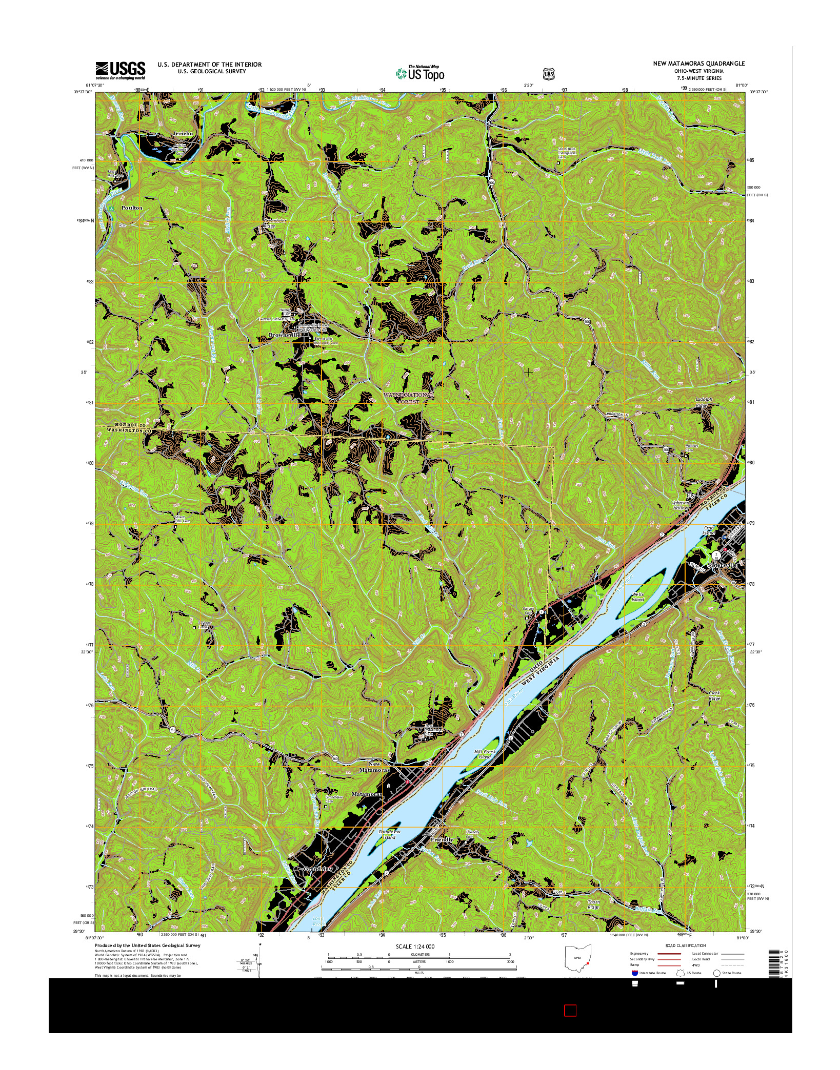 USGS US TOPO 7.5-MINUTE MAP FOR NEW MATAMORAS, OH-WV 2016