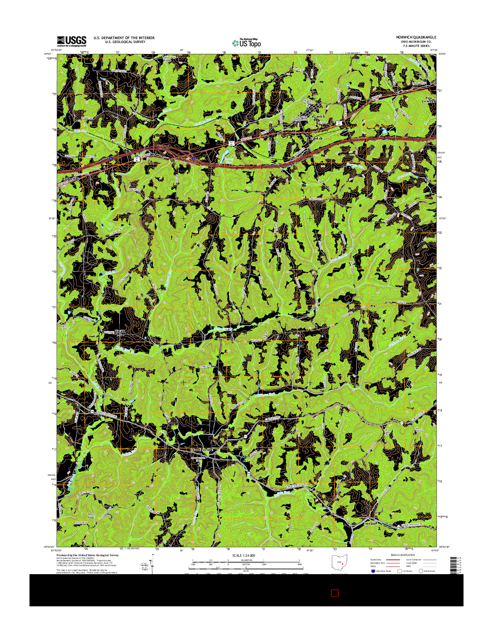 USGS US TOPO 7.5-MINUTE MAP FOR NORWICH, OH 2016