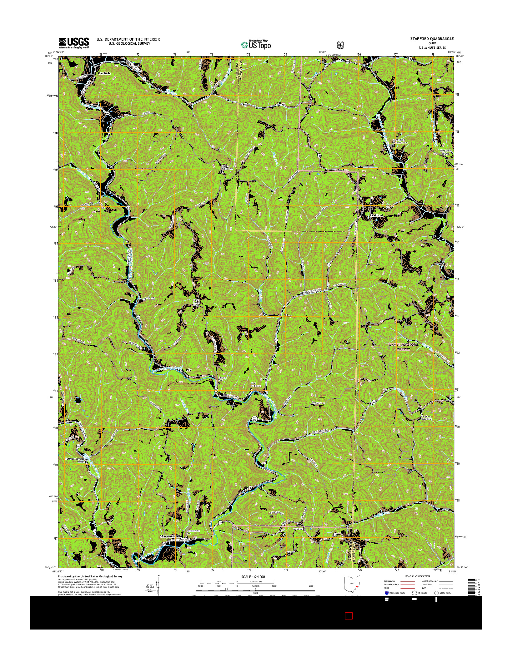 USGS US TOPO 7.5-MINUTE MAP FOR STAFFORD, OH 2016