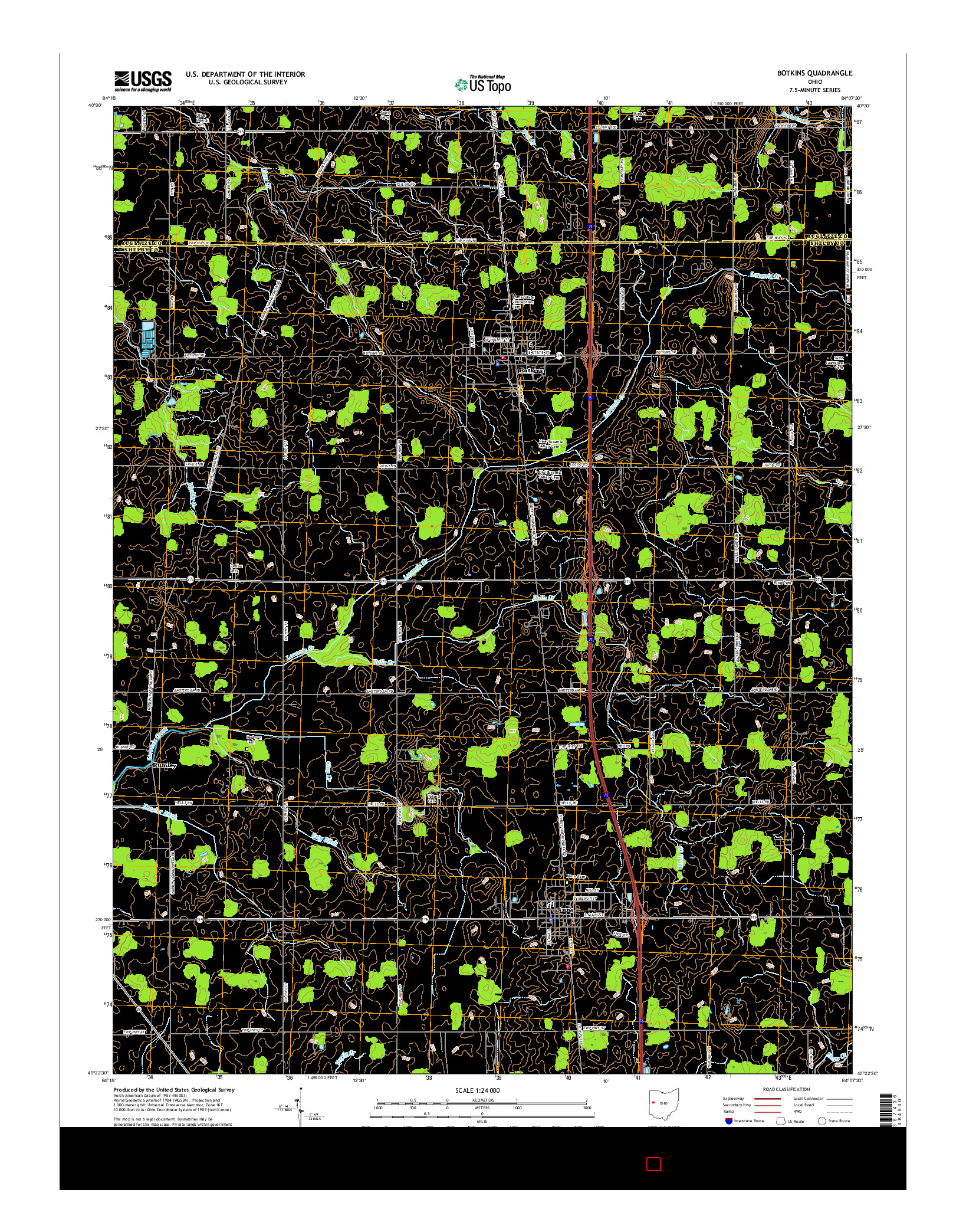 USGS US TOPO 7.5-MINUTE MAP FOR BOTKINS, OH 2016