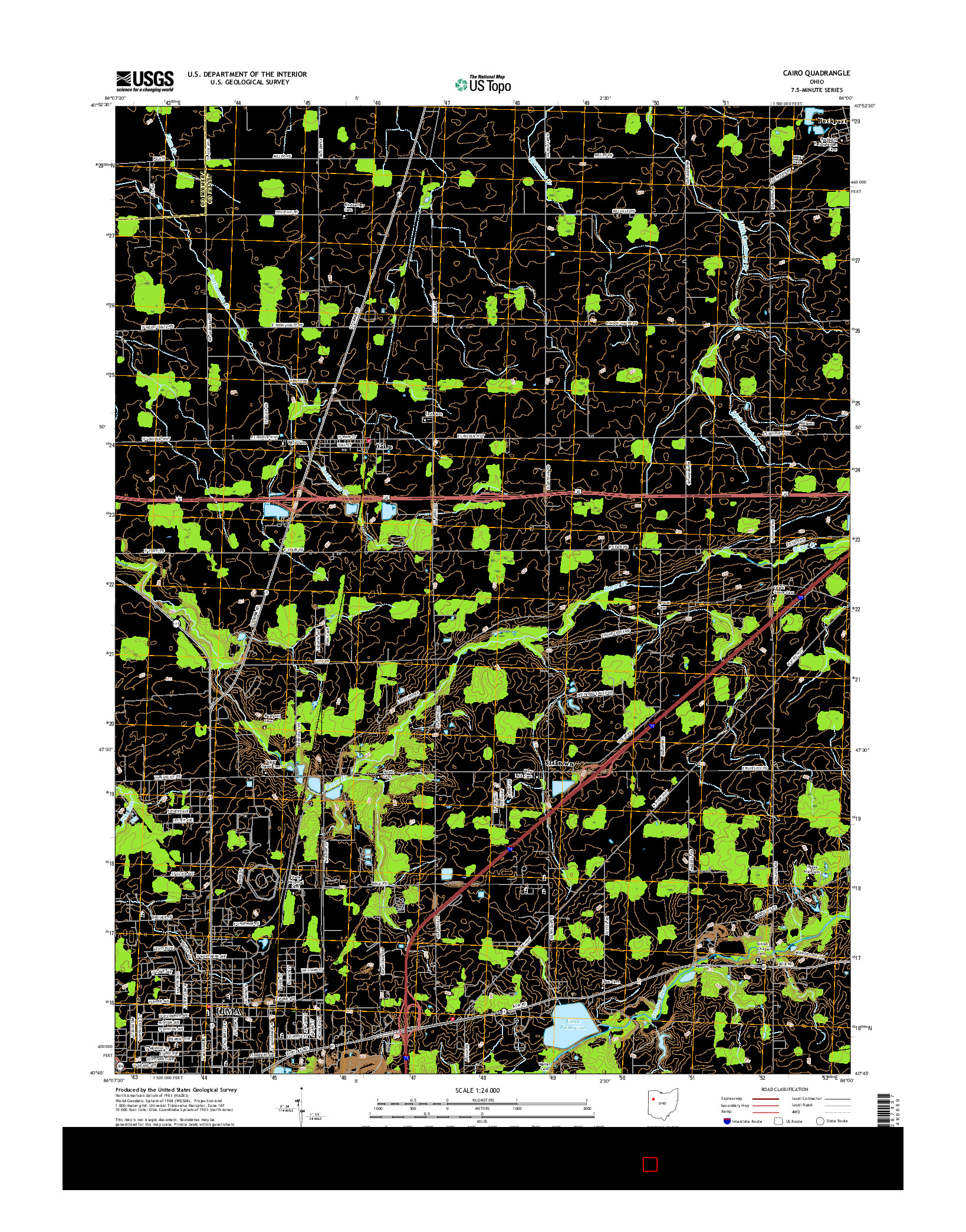 USGS US TOPO 7.5-MINUTE MAP FOR CAIRO, OH 2016