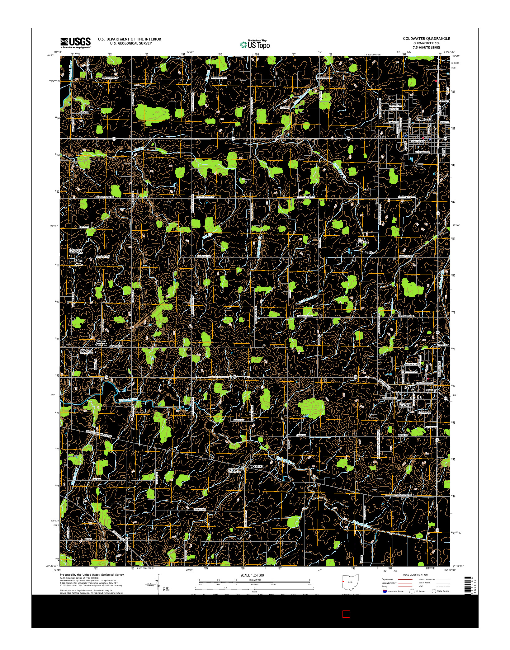 USGS US TOPO 7.5-MINUTE MAP FOR COLDWATER, OH 2016