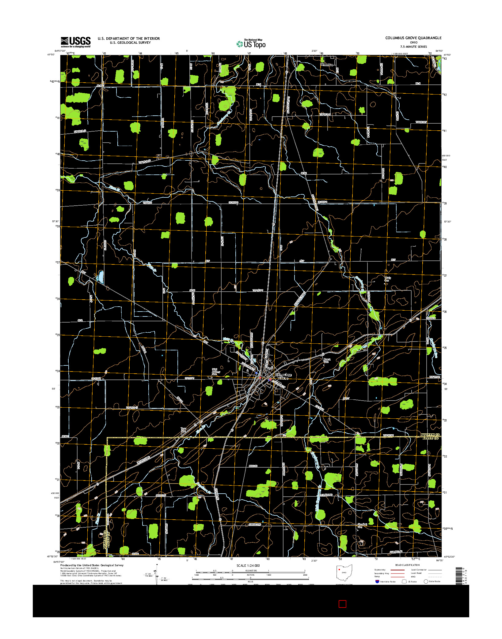 USGS US TOPO 7.5-MINUTE MAP FOR COLUMBUS GROVE, OH 2016