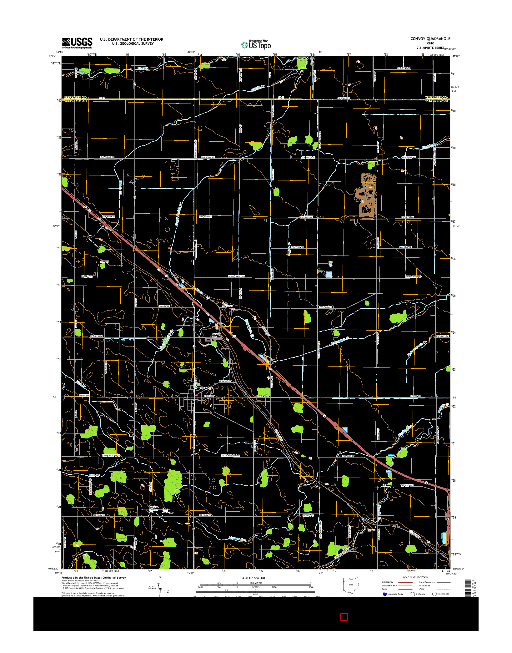 USGS US TOPO 7.5-MINUTE MAP FOR CONVOY, OH 2016