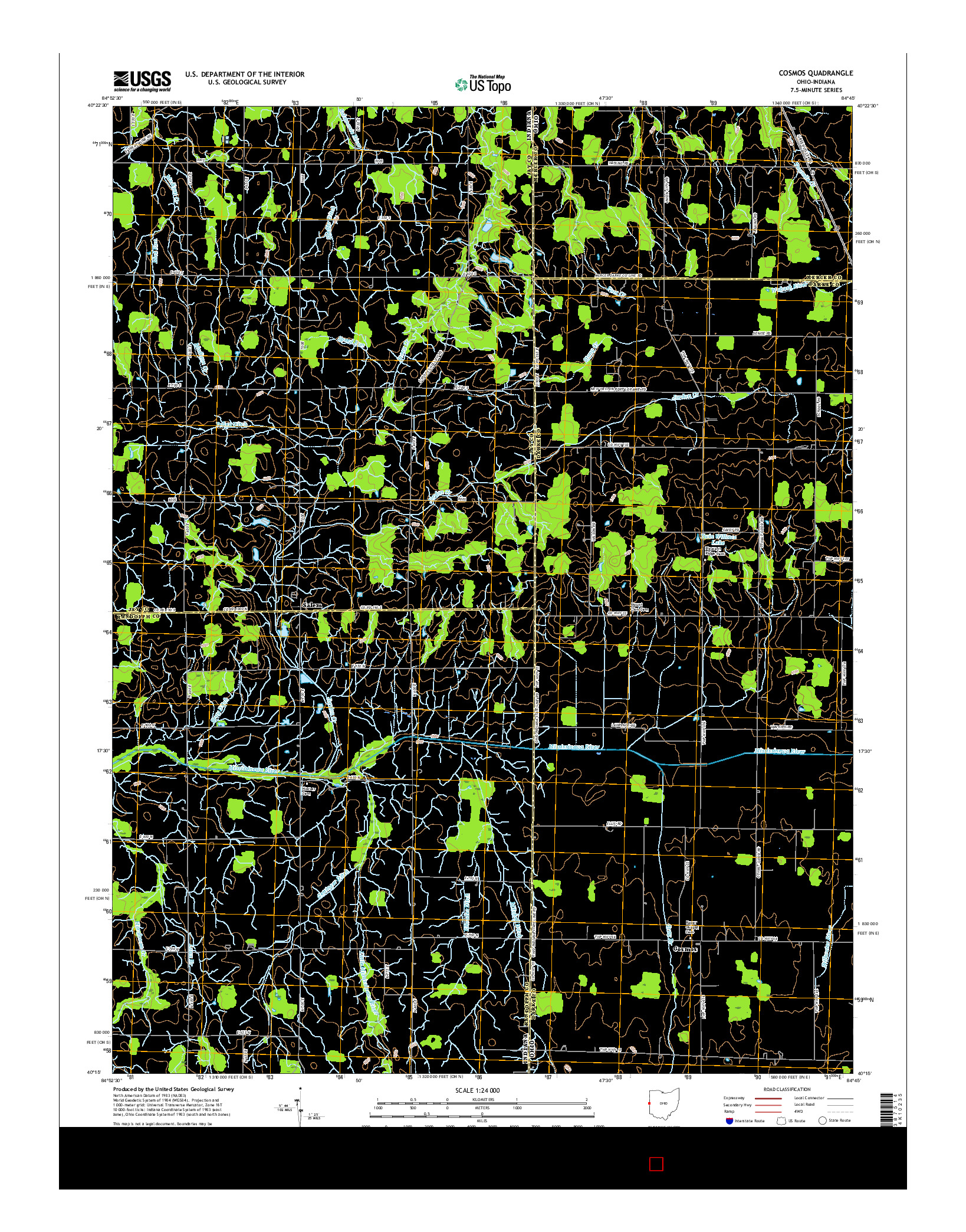 USGS US TOPO 7.5-MINUTE MAP FOR COSMOS, OH-IN 2016