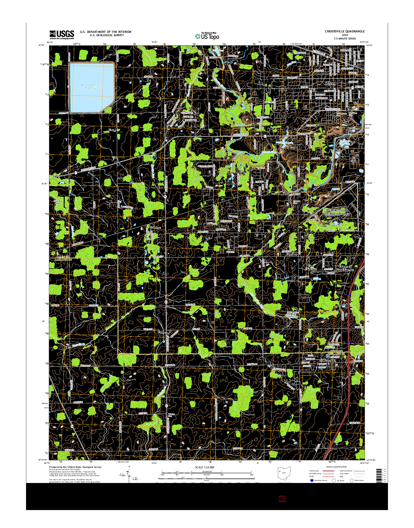 USGS US TOPO 7.5-MINUTE MAP FOR CRIDERSVILLE, OH 2016