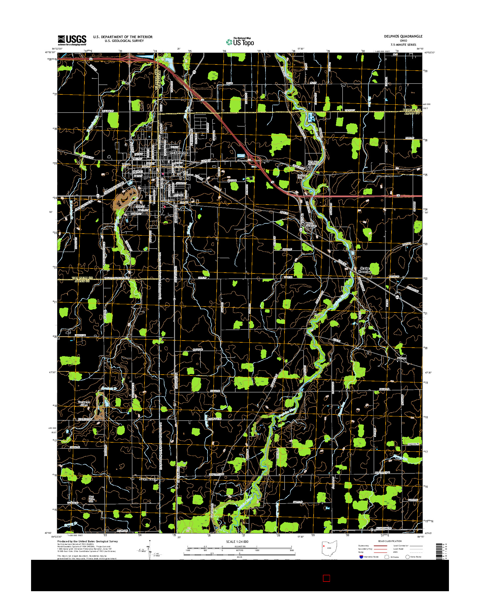 USGS US TOPO 7.5-MINUTE MAP FOR DELPHOS, OH 2016