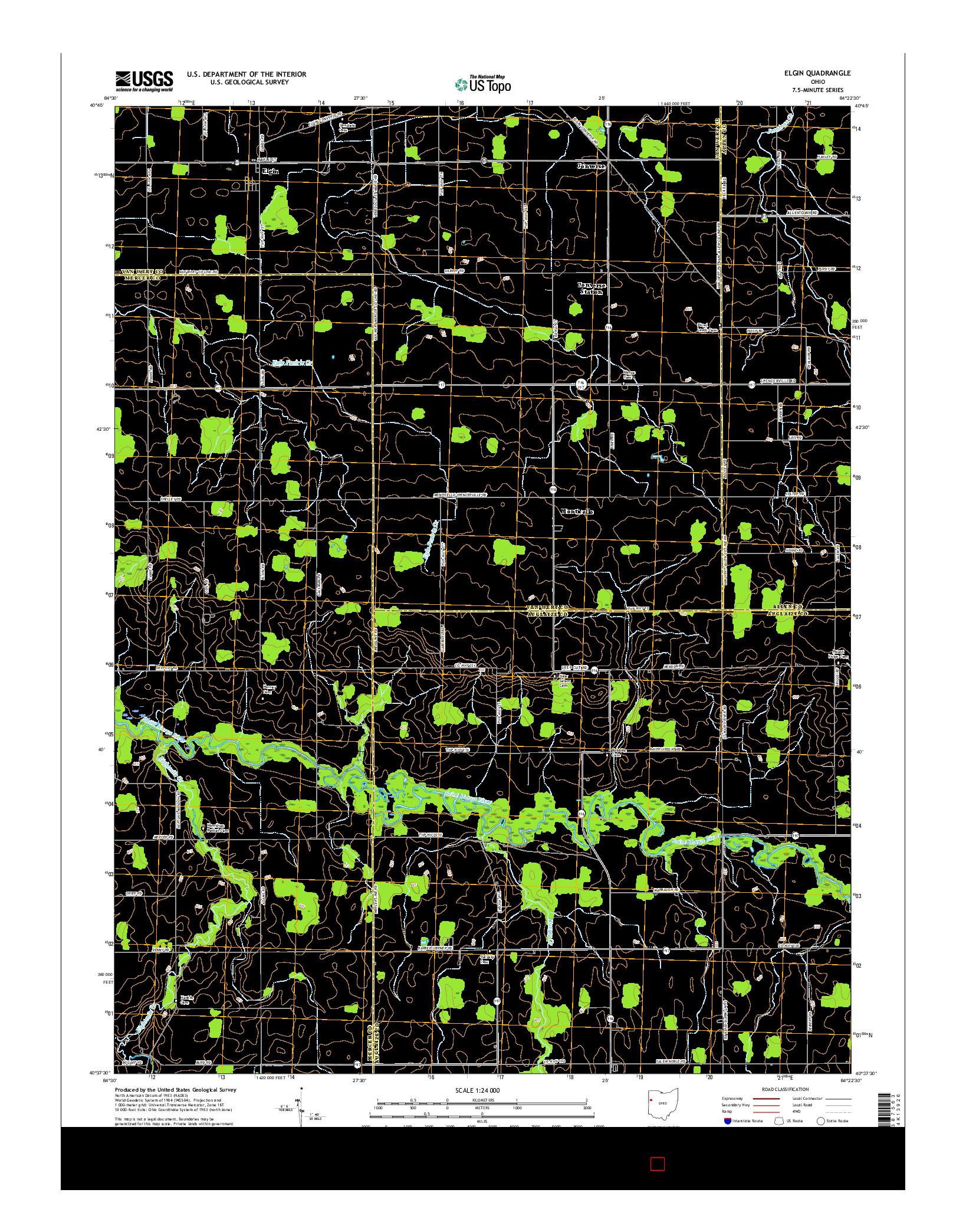 USGS US TOPO 7.5-MINUTE MAP FOR ELGIN, OH 2016