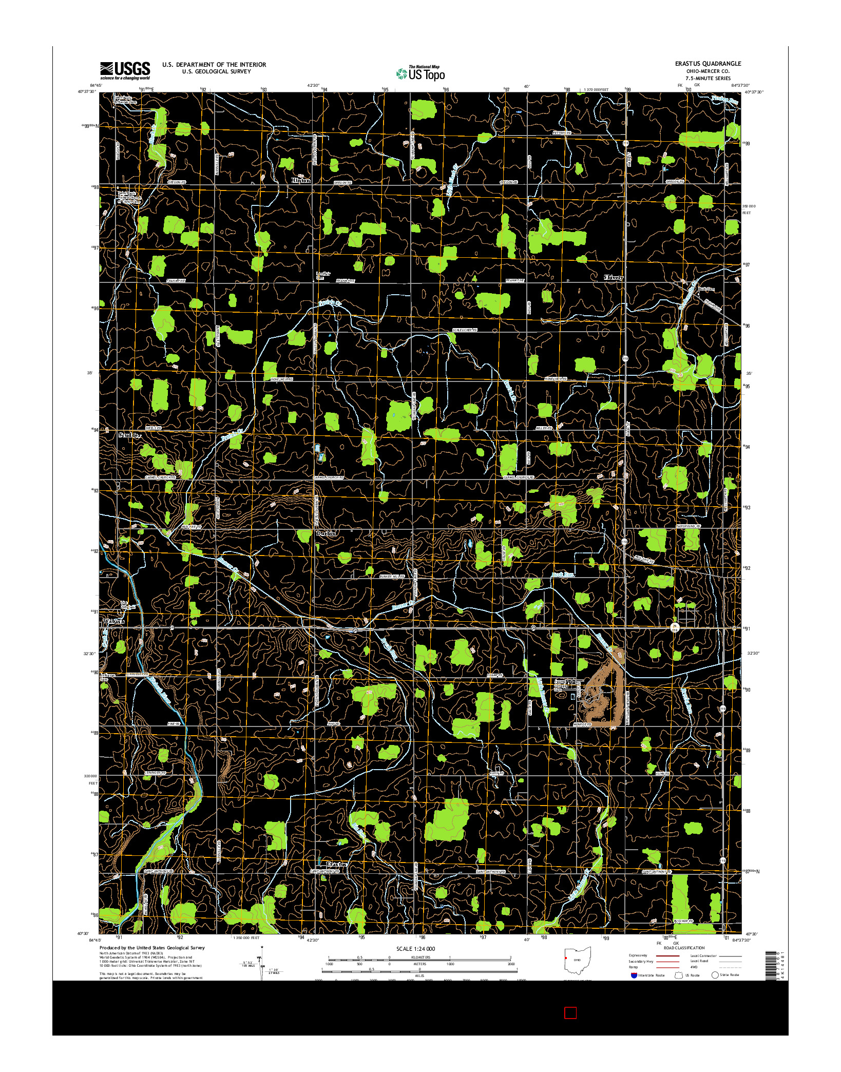 USGS US TOPO 7.5-MINUTE MAP FOR ERASTUS, OH 2016