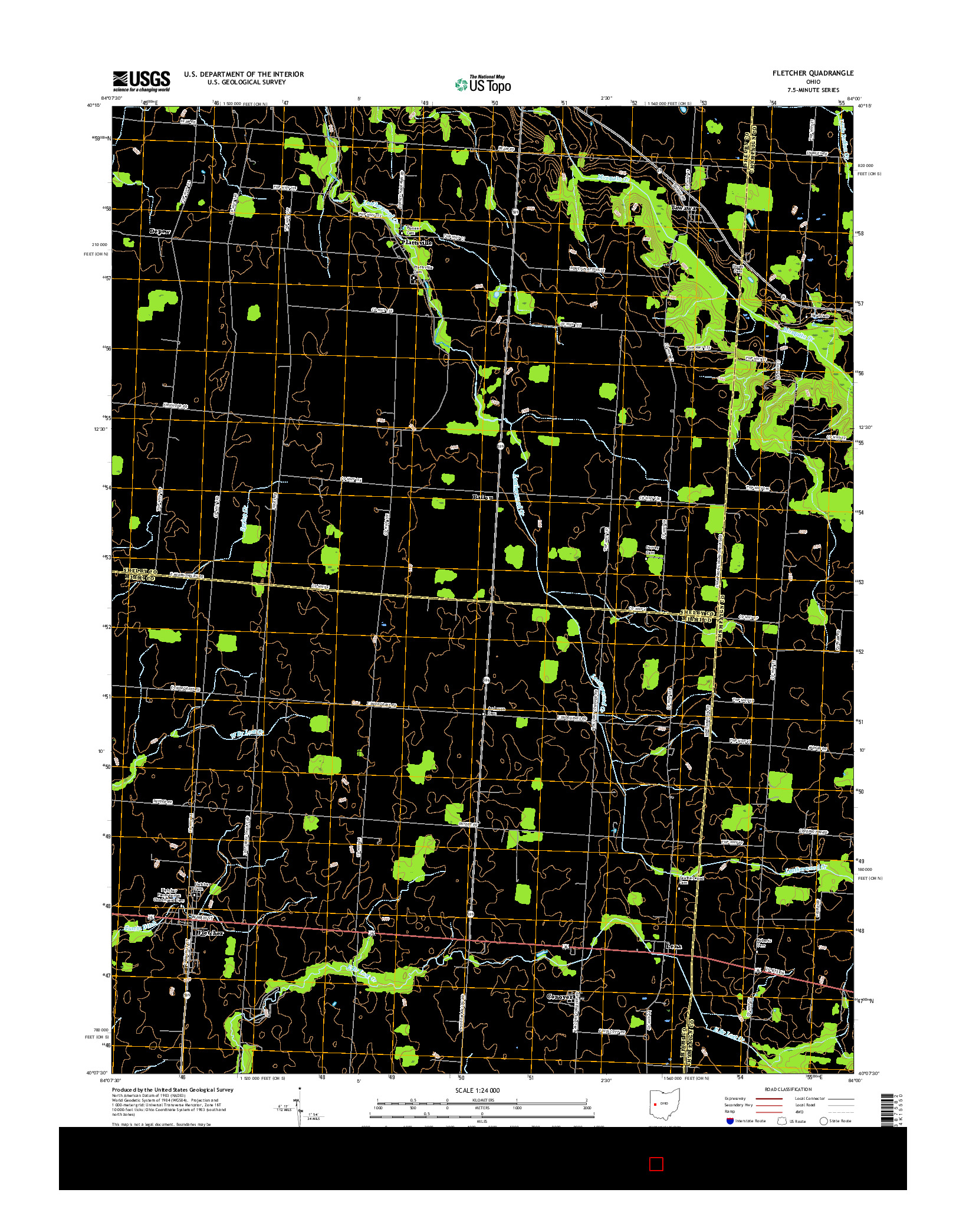 USGS US TOPO 7.5-MINUTE MAP FOR FLETCHER, OH 2016