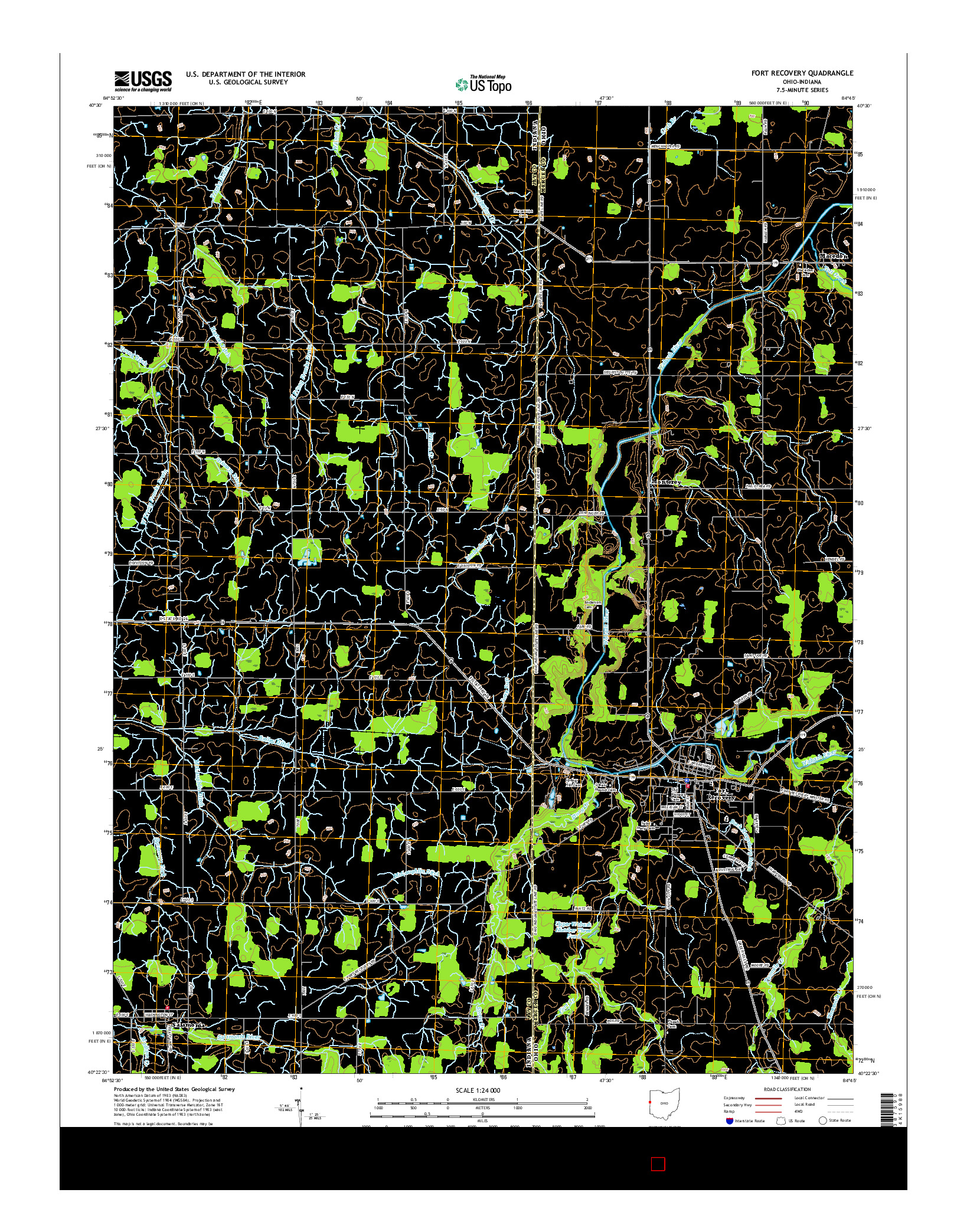 USGS US TOPO 7.5-MINUTE MAP FOR FORT RECOVERY, OH-IN 2016