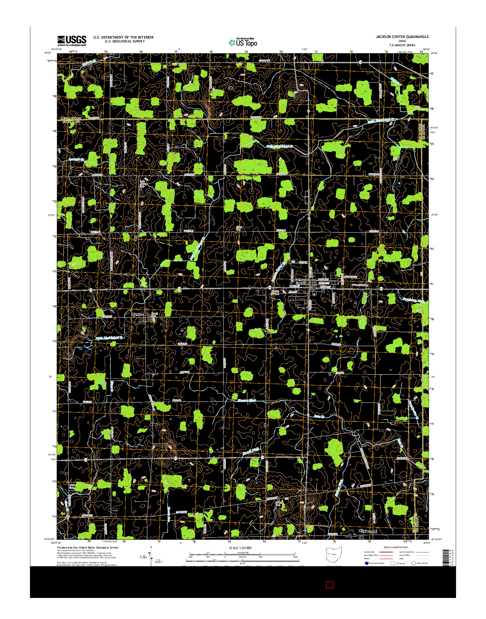 USGS US TOPO 7.5-MINUTE MAP FOR JACKSON CENTER, OH 2016