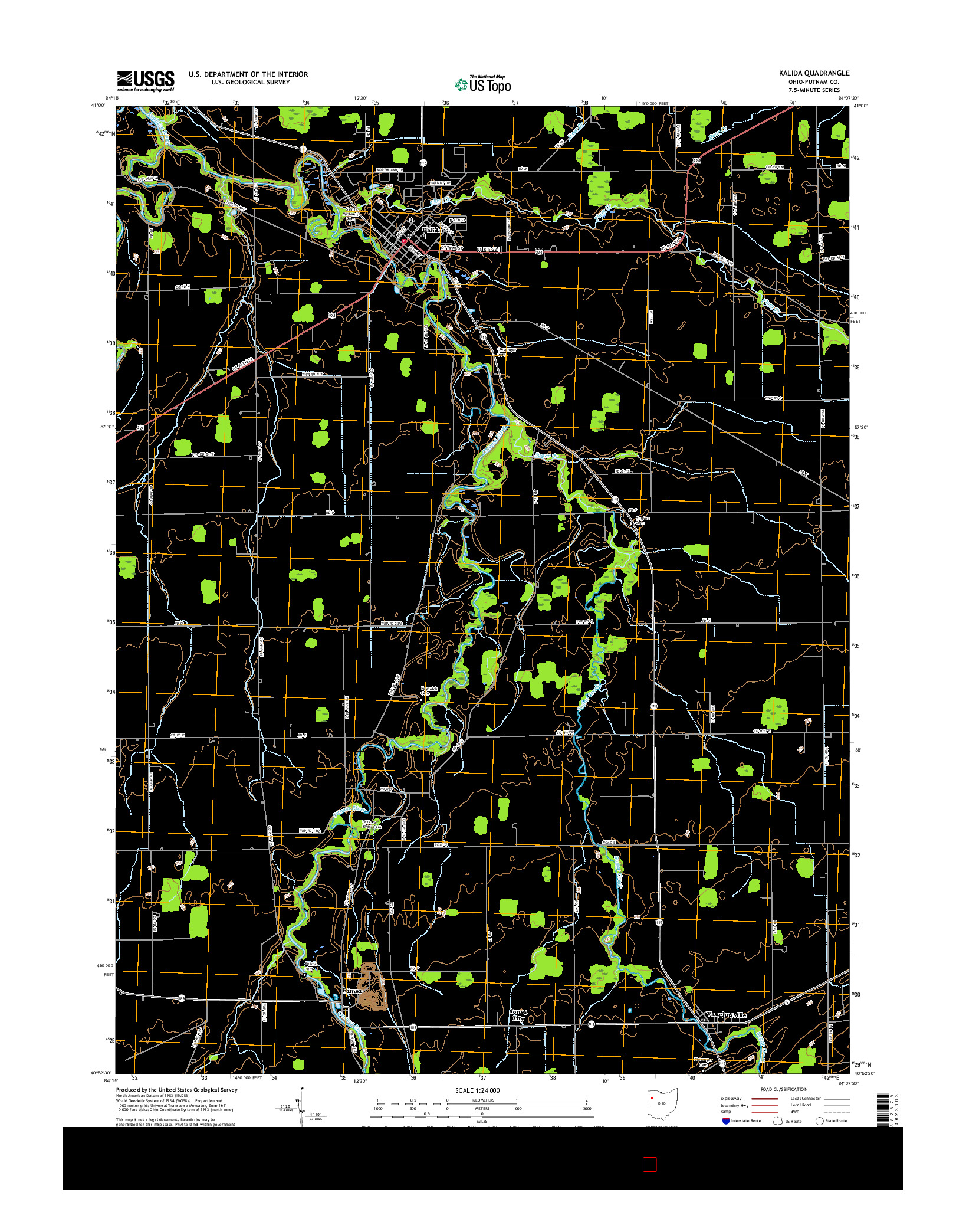 USGS US TOPO 7.5-MINUTE MAP FOR KALIDA, OH 2016