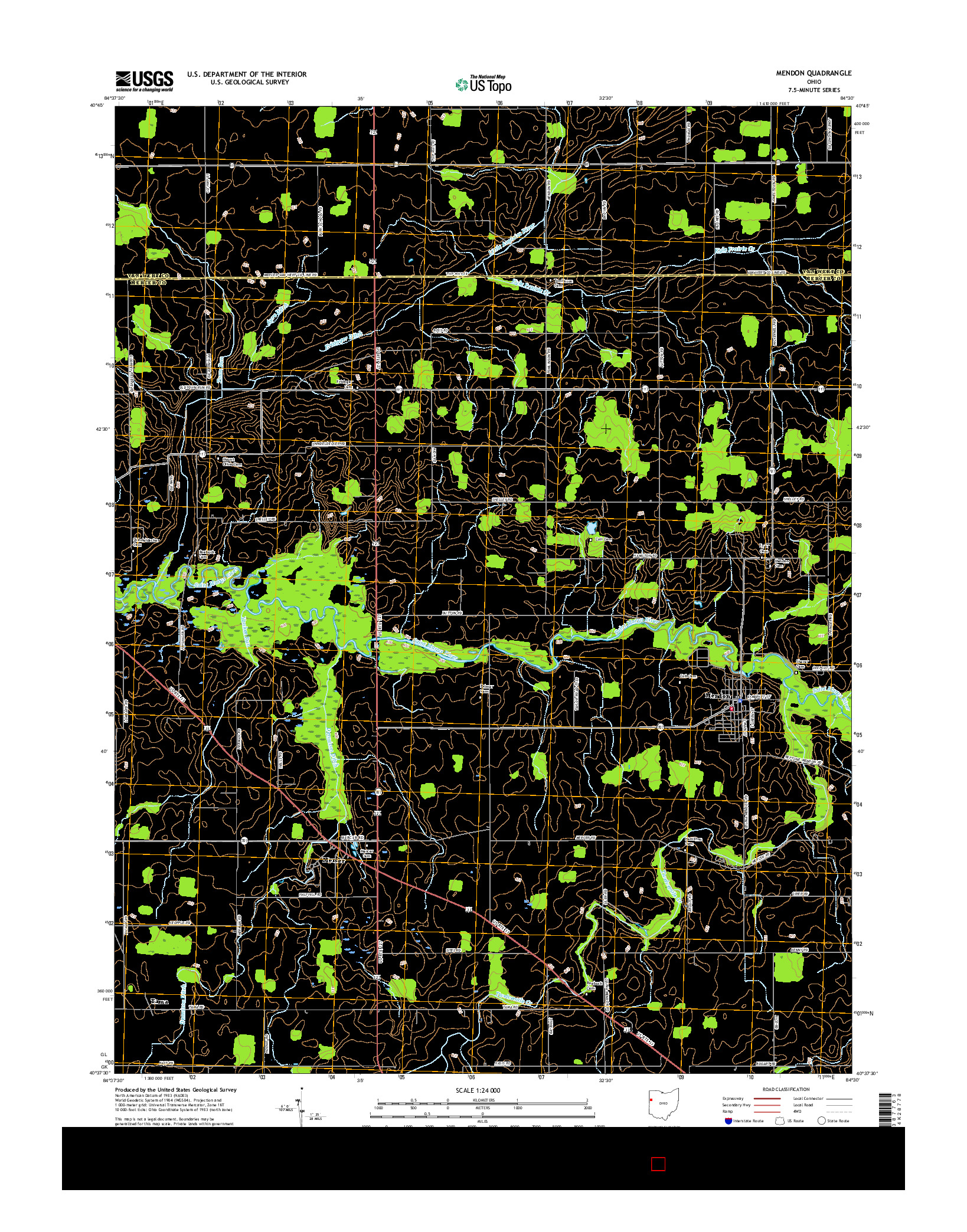 USGS US TOPO 7.5-MINUTE MAP FOR MENDON, OH 2016