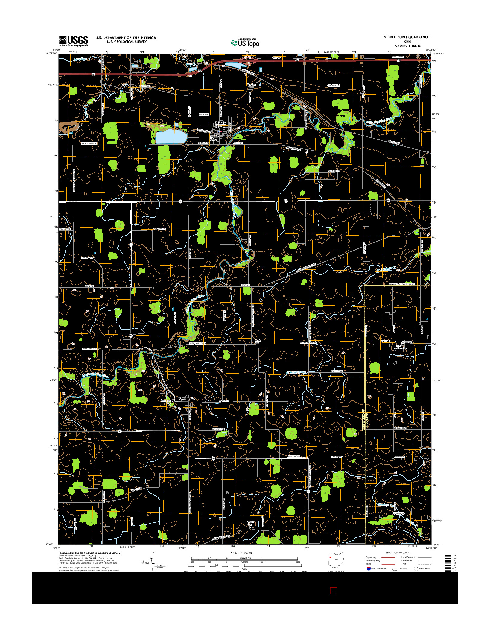 USGS US TOPO 7.5-MINUTE MAP FOR MIDDLE POINT, OH 2016