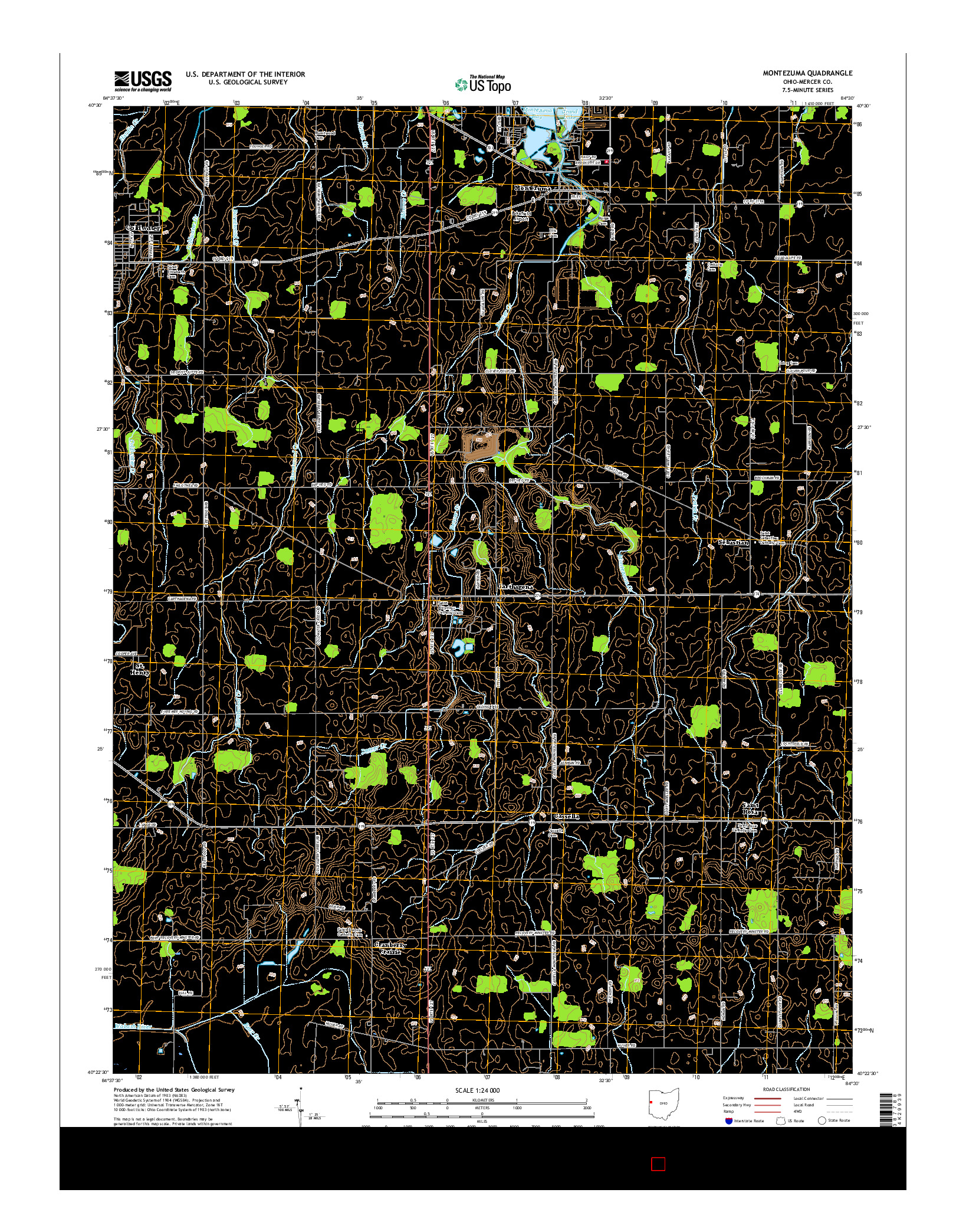 USGS US TOPO 7.5-MINUTE MAP FOR MONTEZUMA, OH 2016