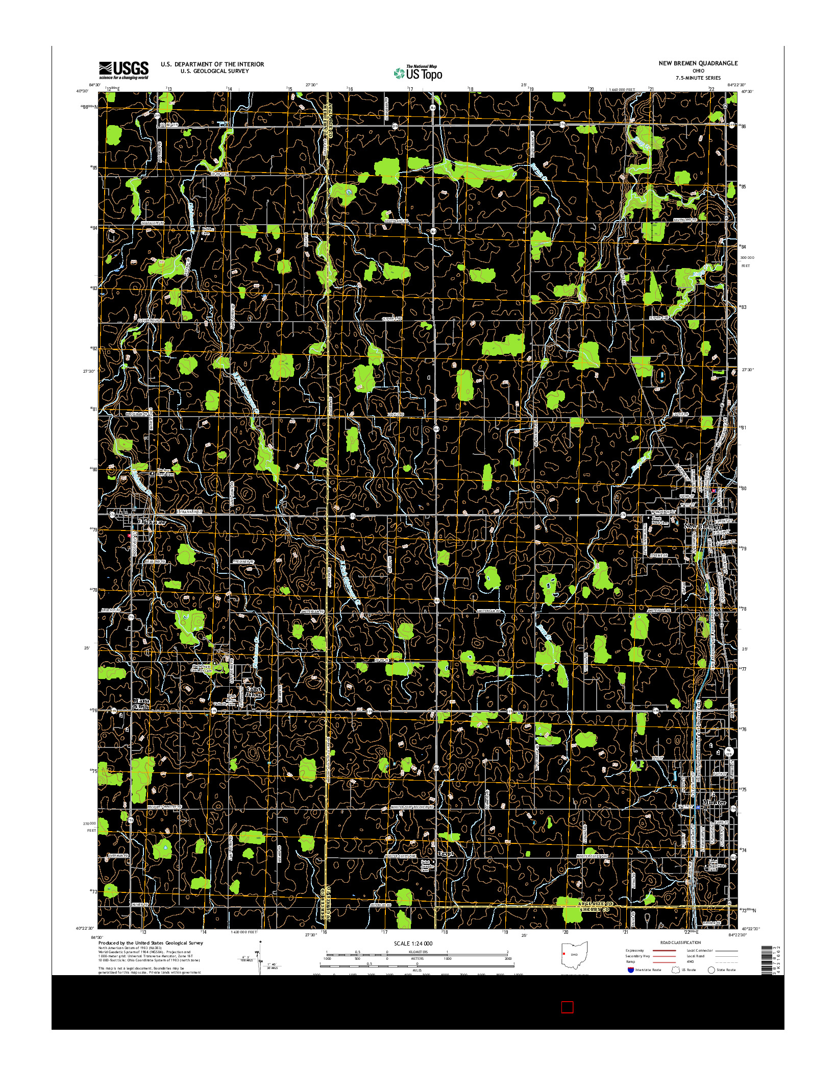 USGS US TOPO 7.5-MINUTE MAP FOR NEW BREMEN, OH 2016