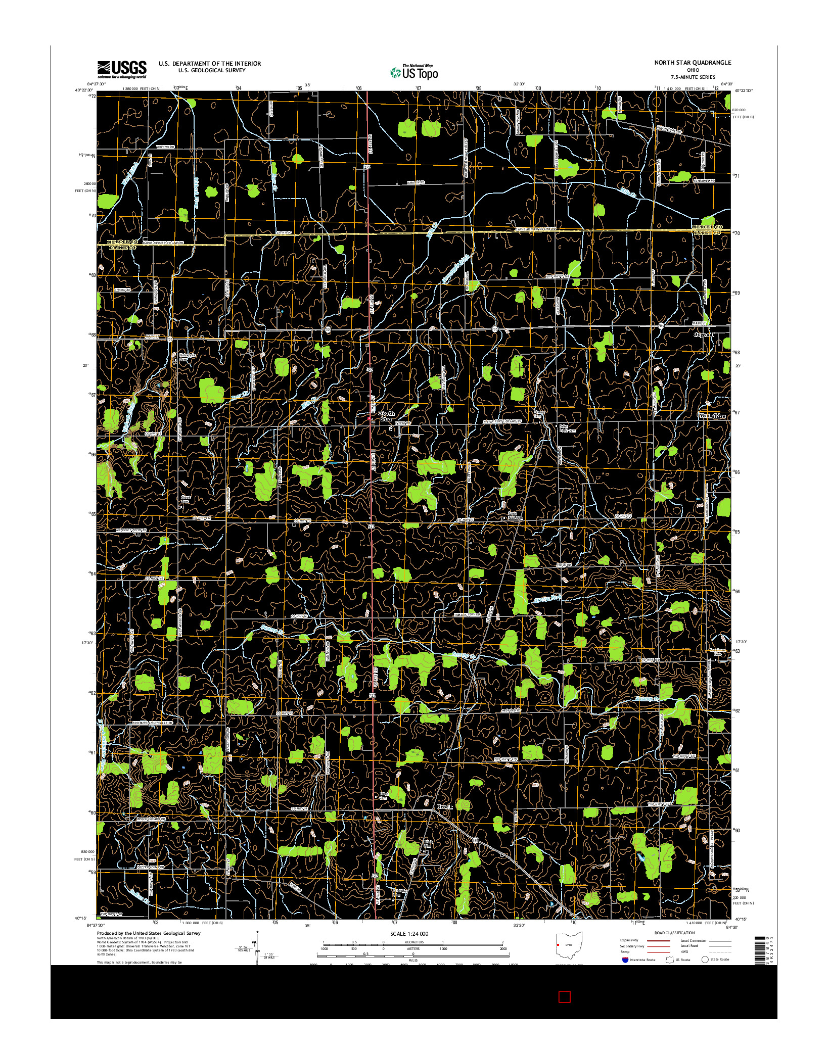 USGS US TOPO 7.5-MINUTE MAP FOR NORTH STAR, OH 2016