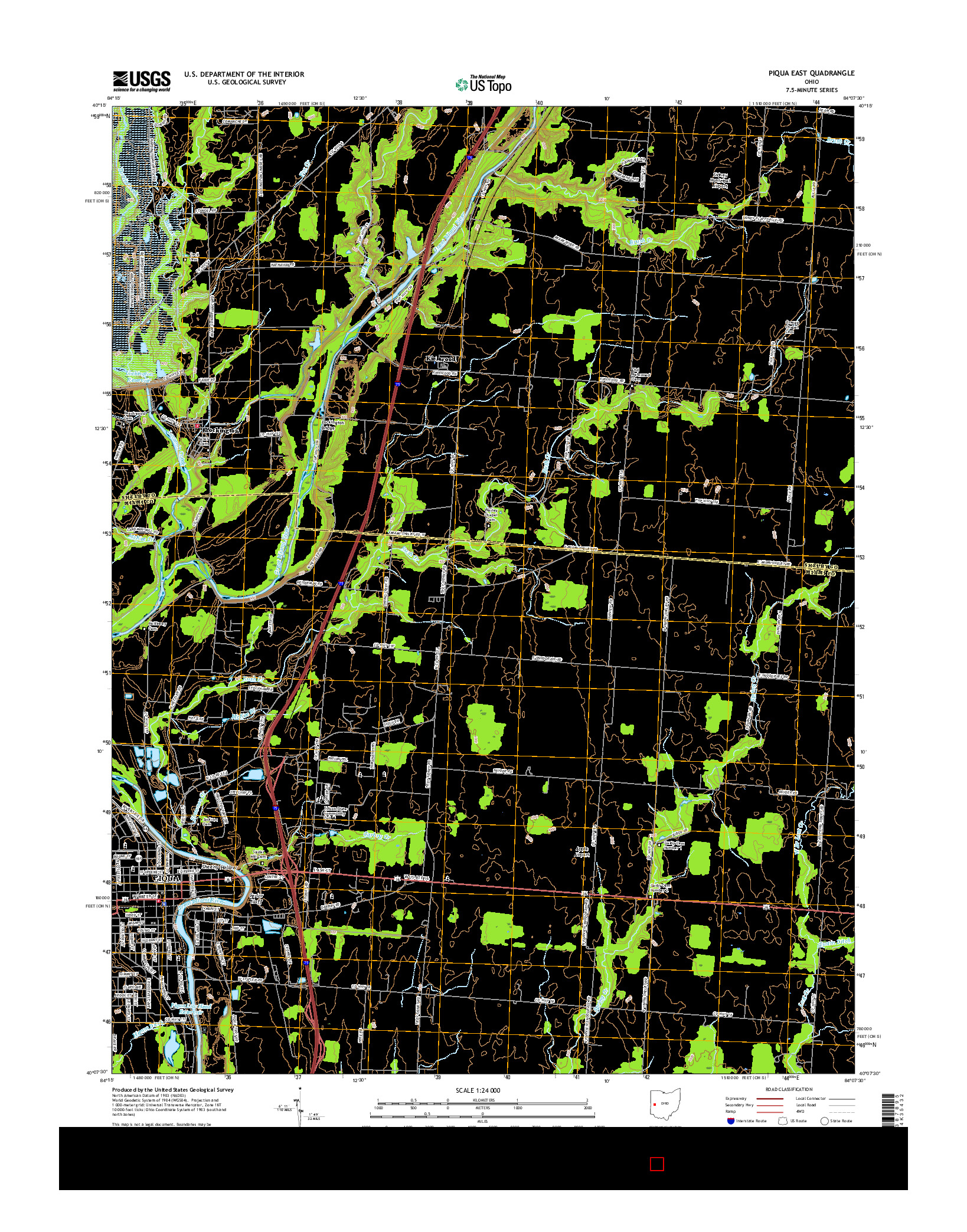 USGS US TOPO 7.5-MINUTE MAP FOR PIQUA EAST, OH 2016