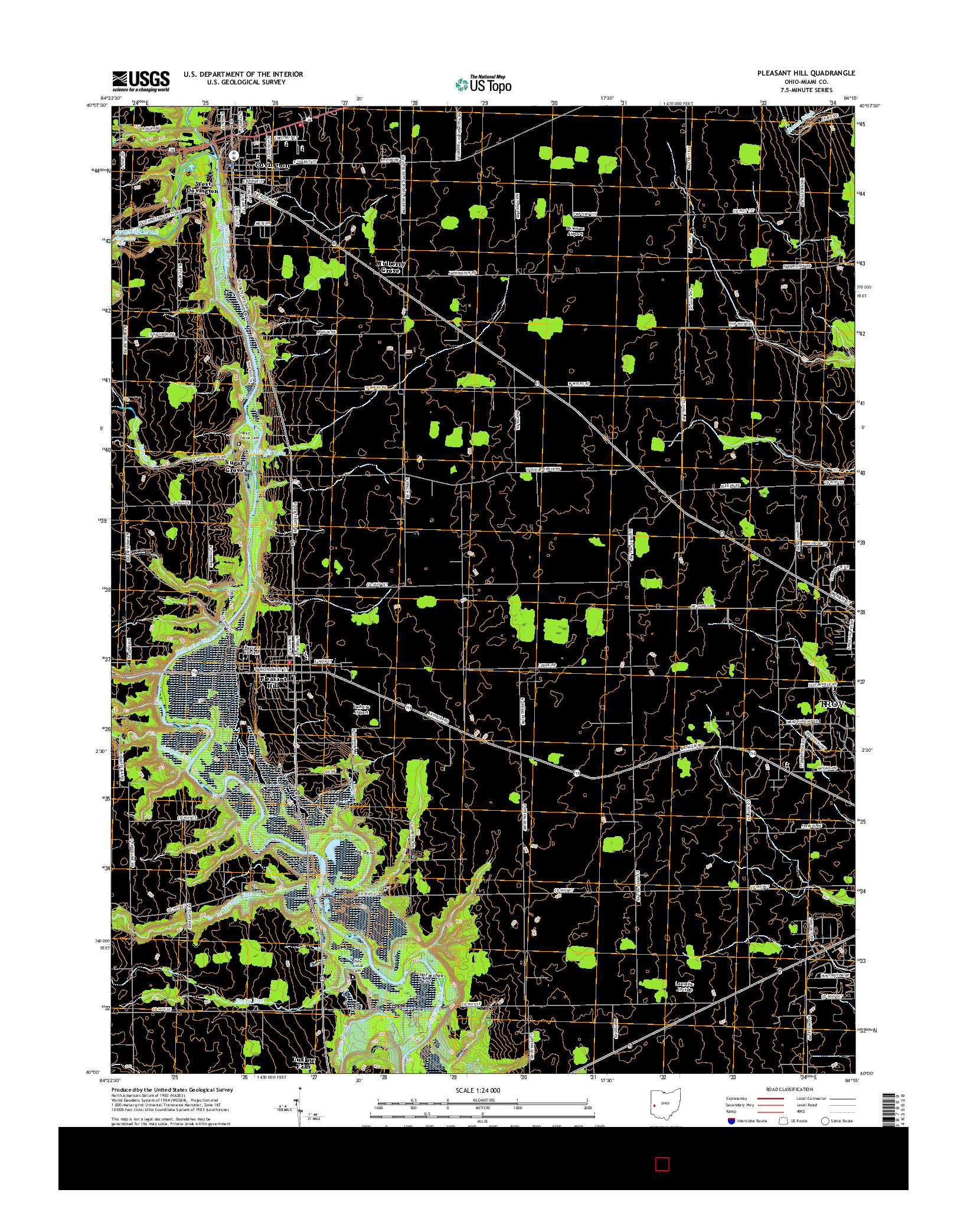 USGS US TOPO 7.5-MINUTE MAP FOR PLEASANT HILL, OH 2016