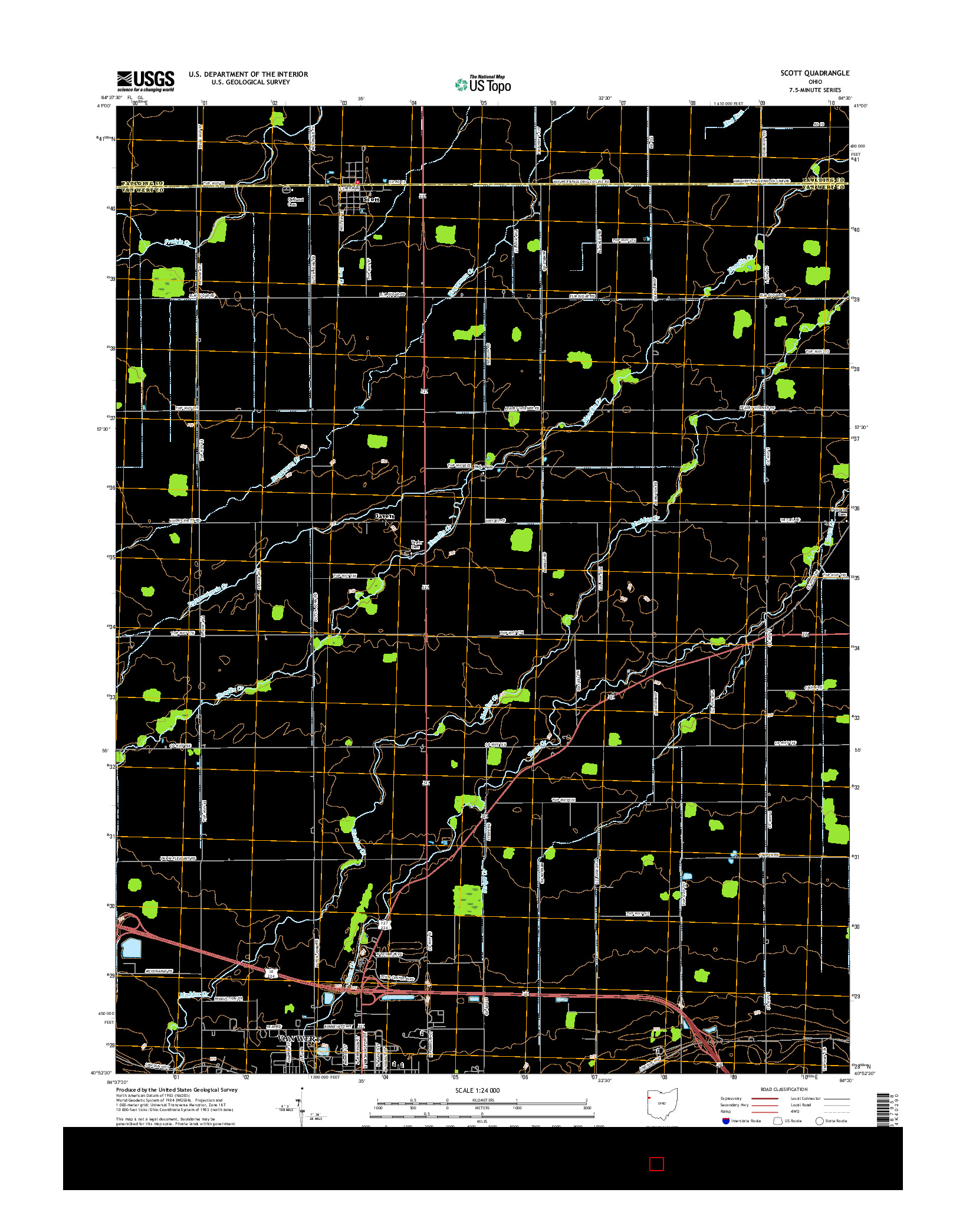 USGS US TOPO 7.5-MINUTE MAP FOR SCOTT, OH 2016