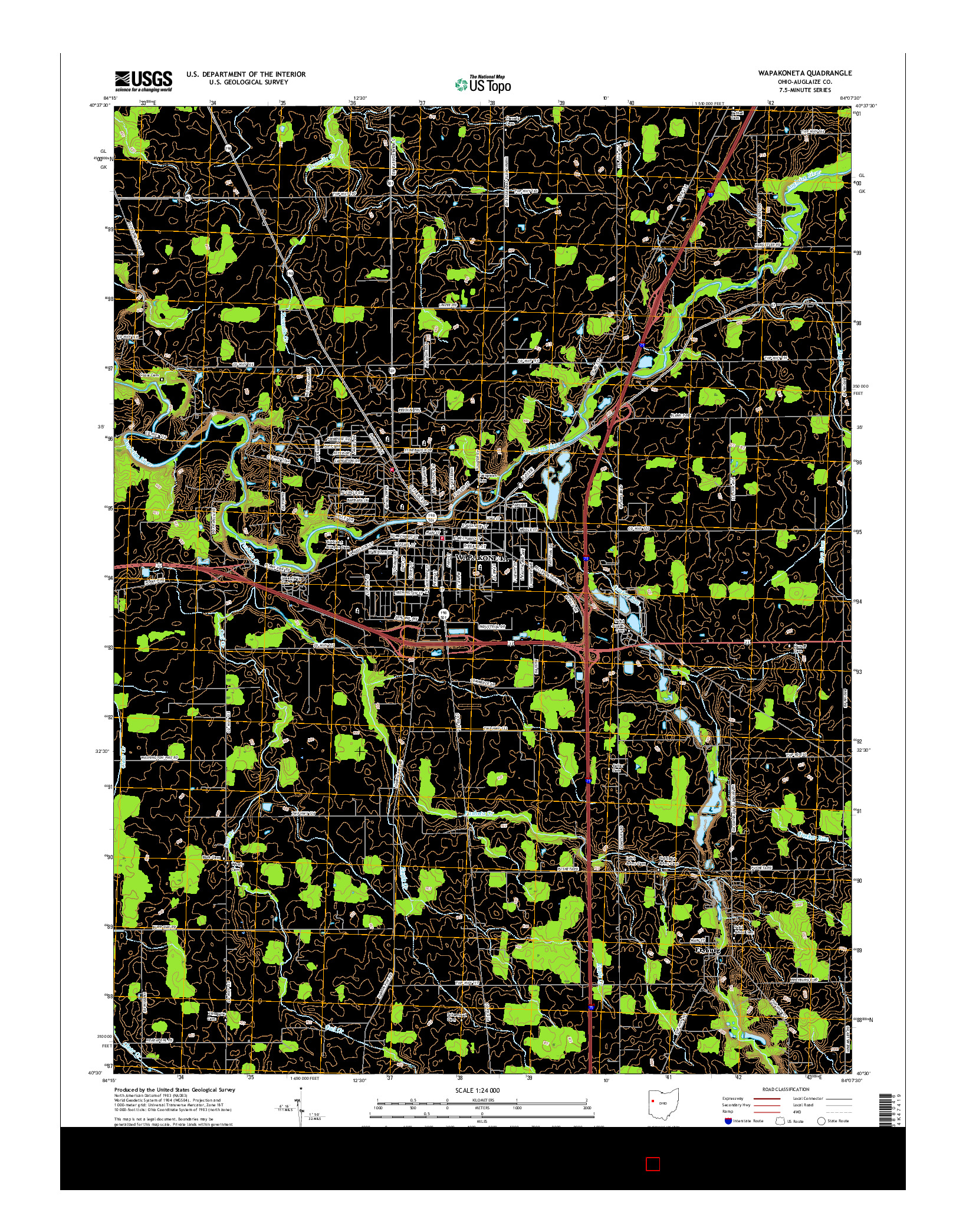 USGS US TOPO 7.5-MINUTE MAP FOR WAPAKONETA, OH 2016