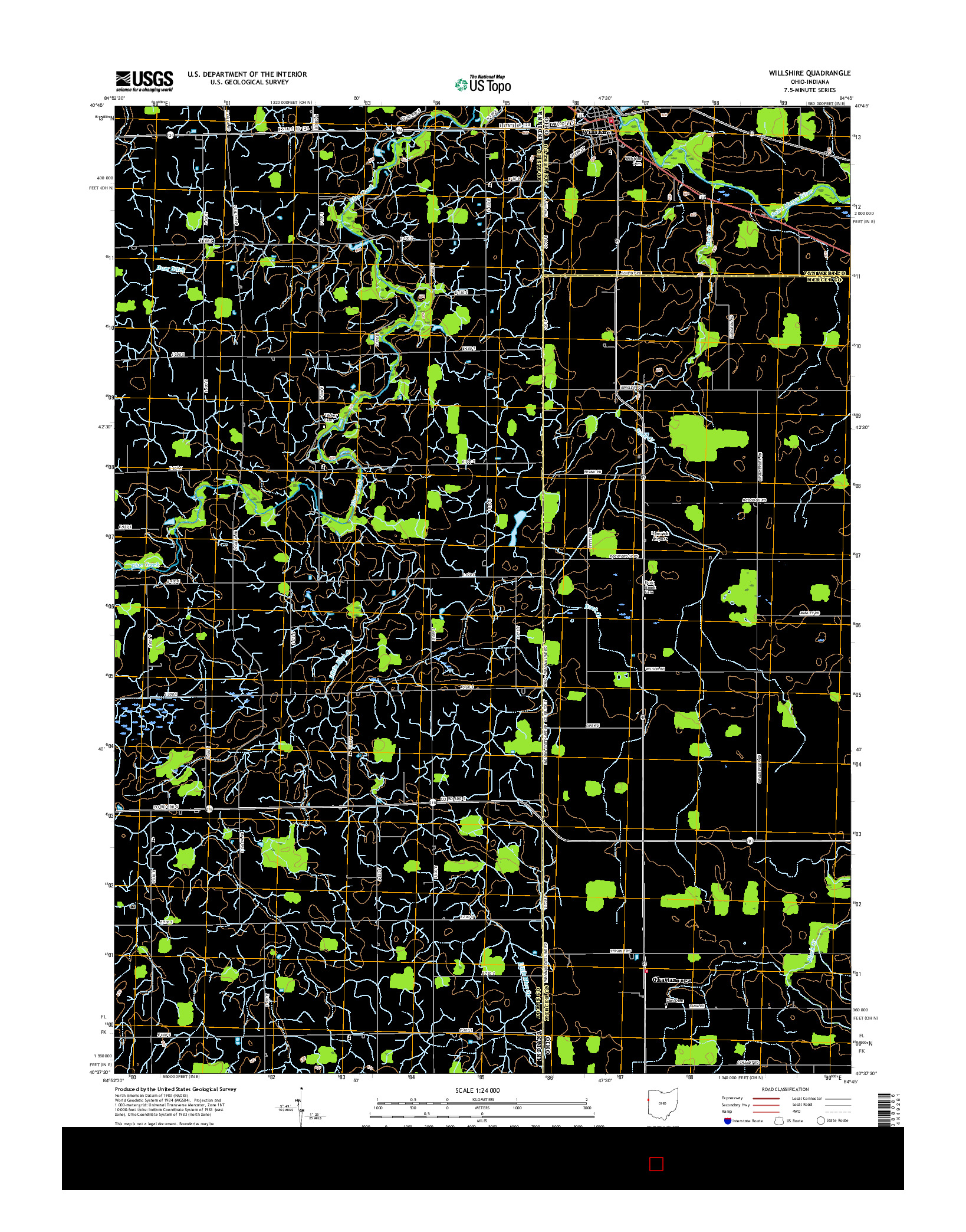 USGS US TOPO 7.5-MINUTE MAP FOR WILLSHIRE, OH-IN 2016