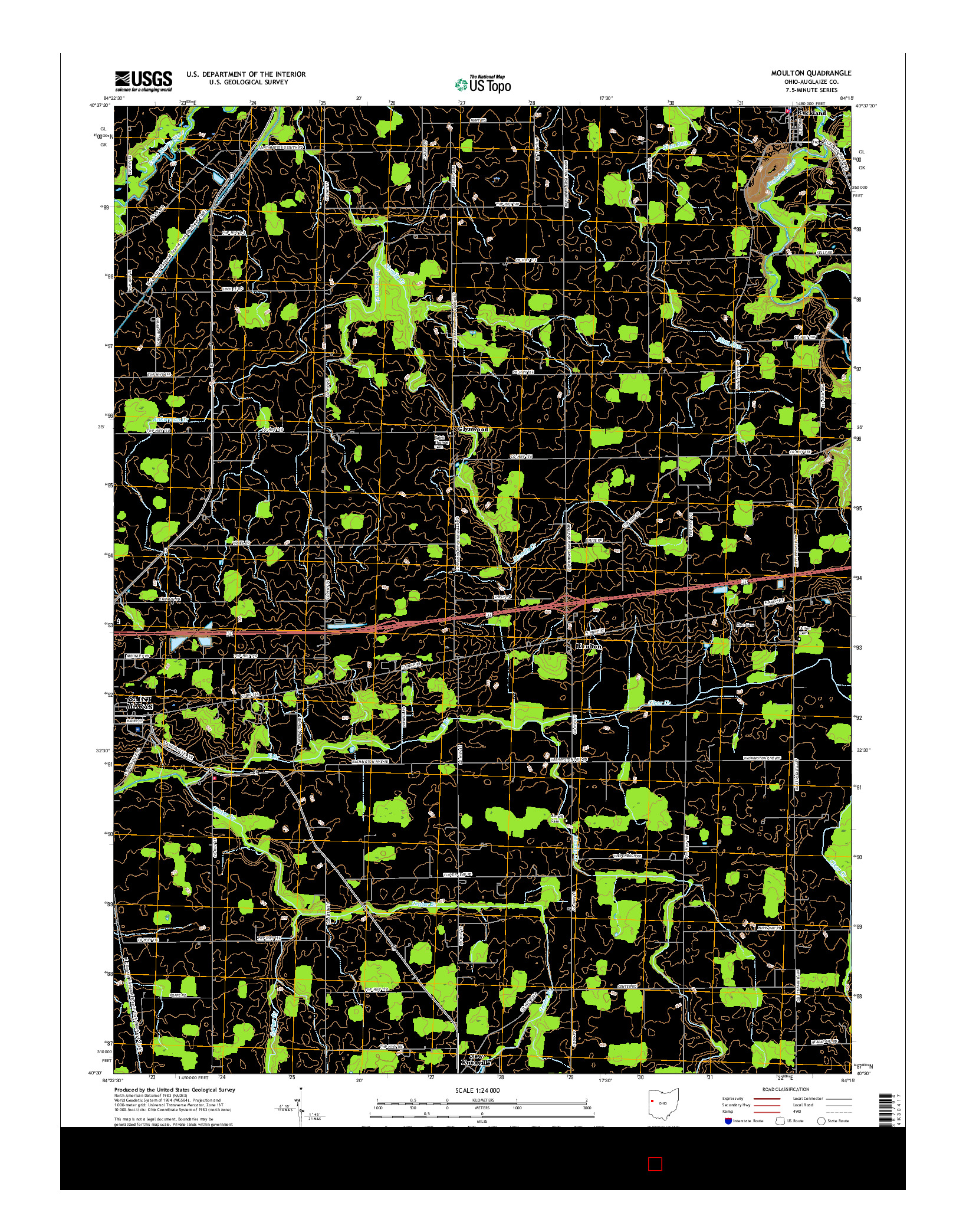 USGS US TOPO 7.5-MINUTE MAP FOR MOULTON, OH 2016