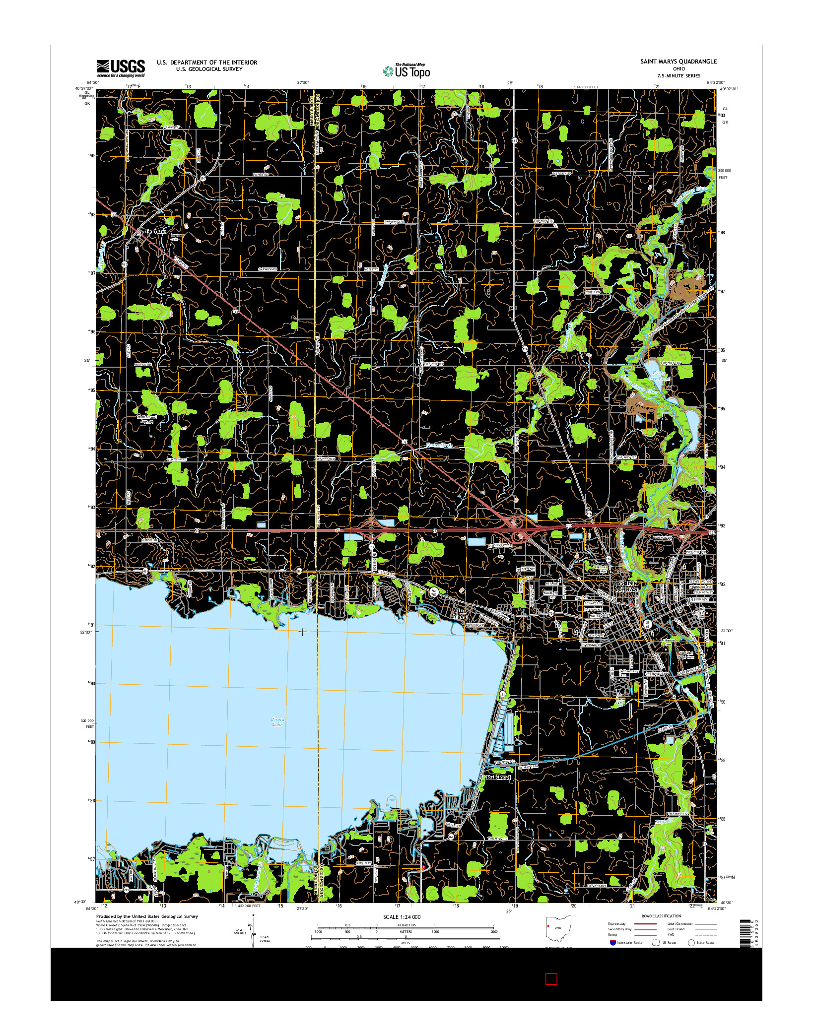 USGS US TOPO 7.5-MINUTE MAP FOR SAINT MARYS, OH 2016