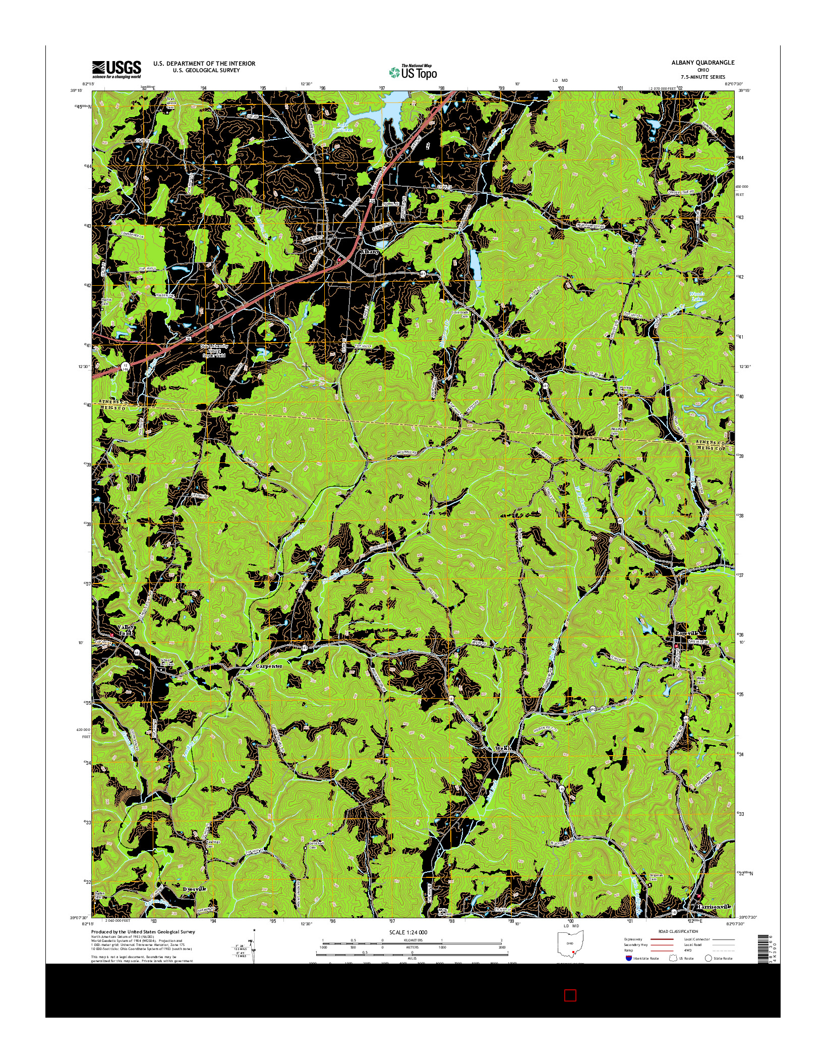 USGS US TOPO 7.5-MINUTE MAP FOR ALBANY, OH 2016