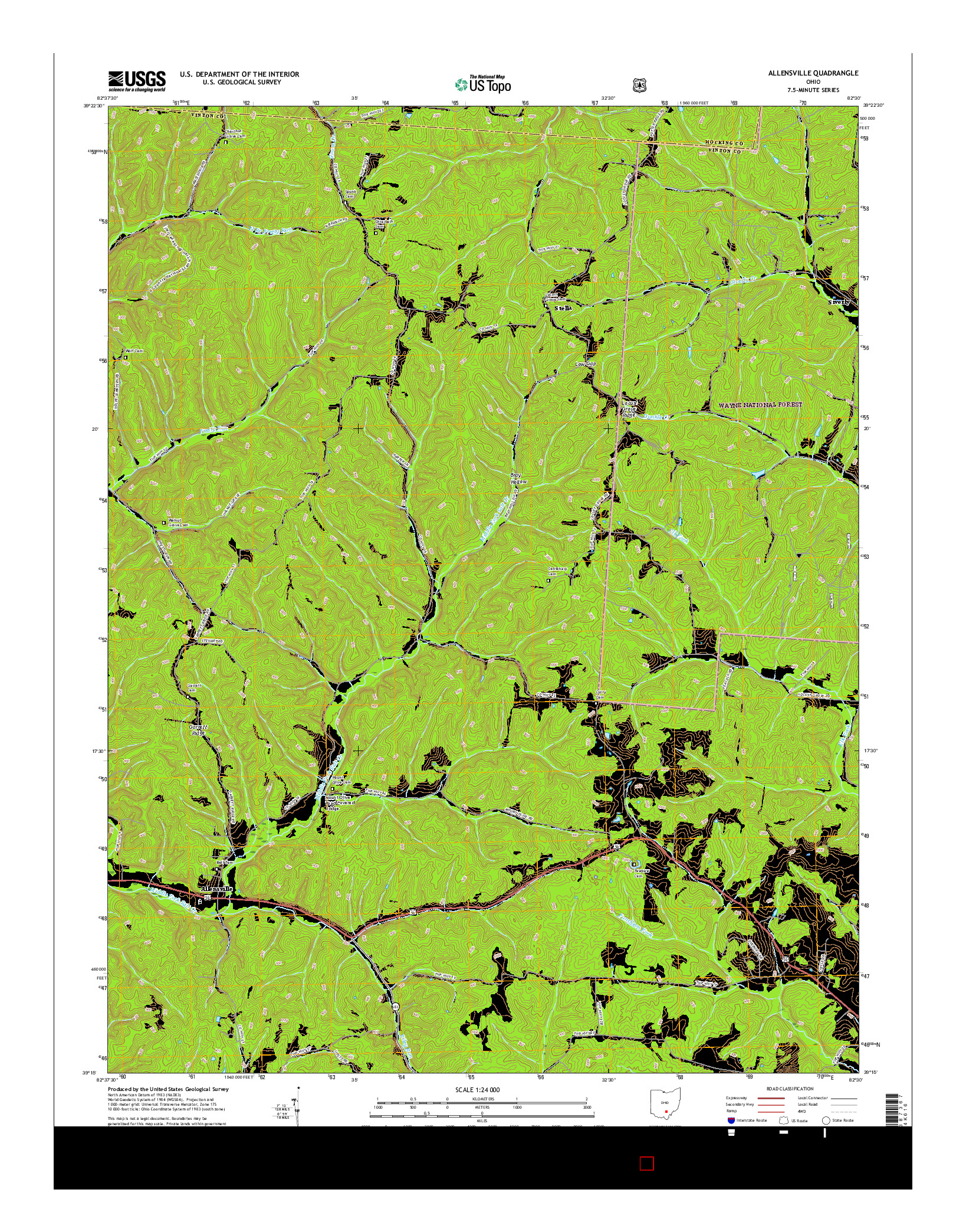 USGS US TOPO 7.5-MINUTE MAP FOR ALLENSVILLE, OH 2016