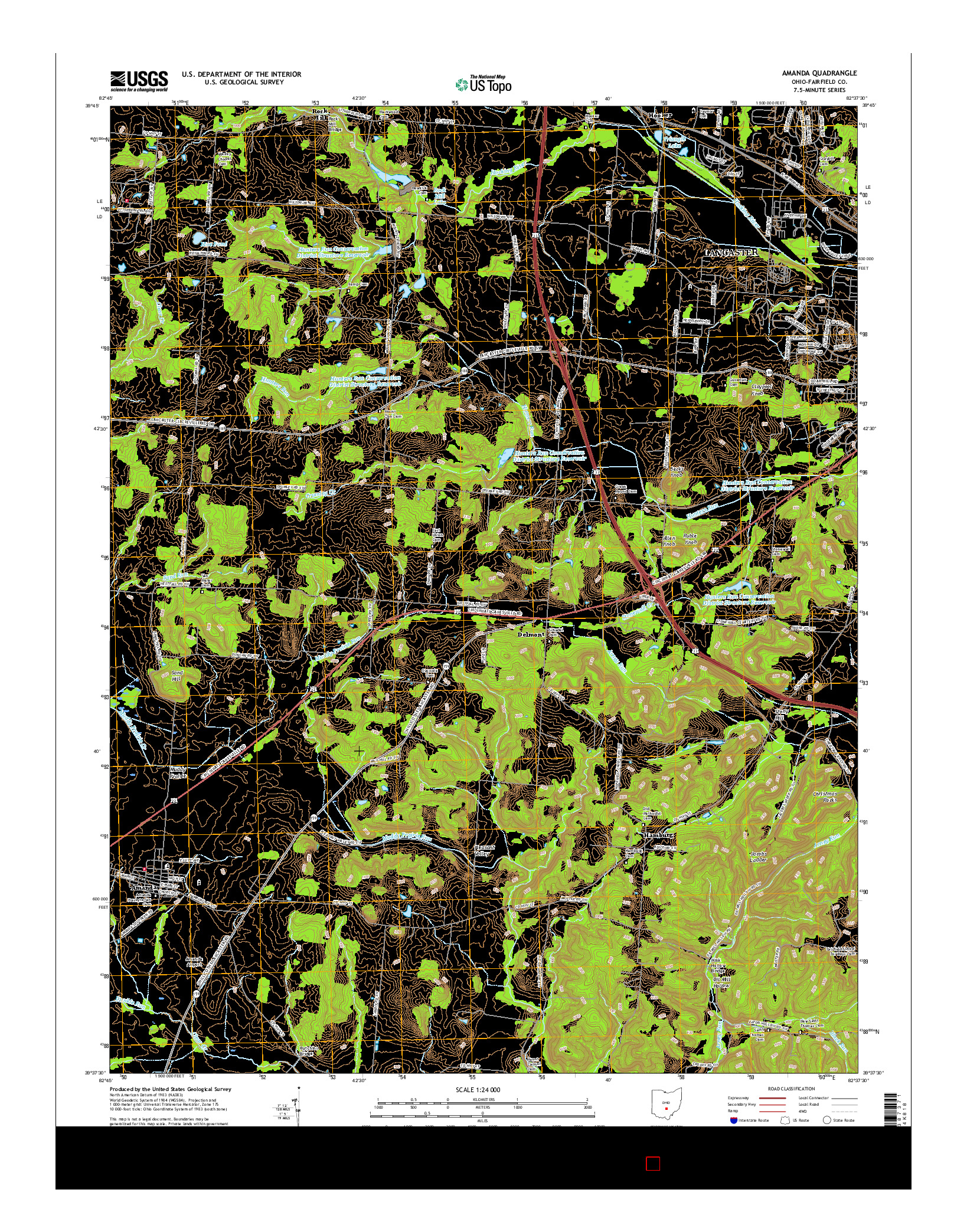 USGS US TOPO 7.5-MINUTE MAP FOR AMANDA, OH 2016