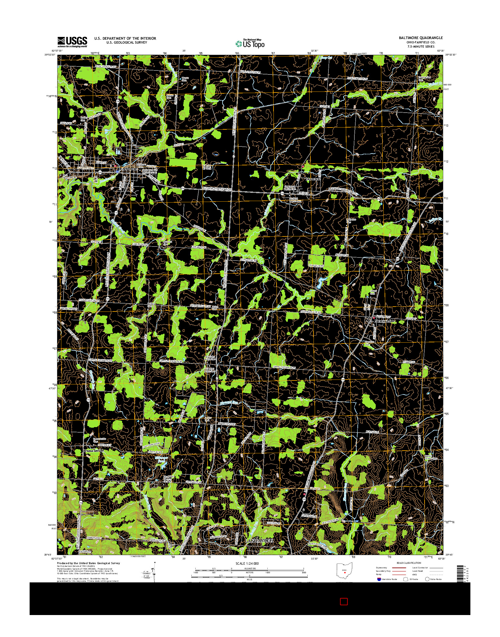 USGS US TOPO 7.5-MINUTE MAP FOR BALTIMORE, OH 2016