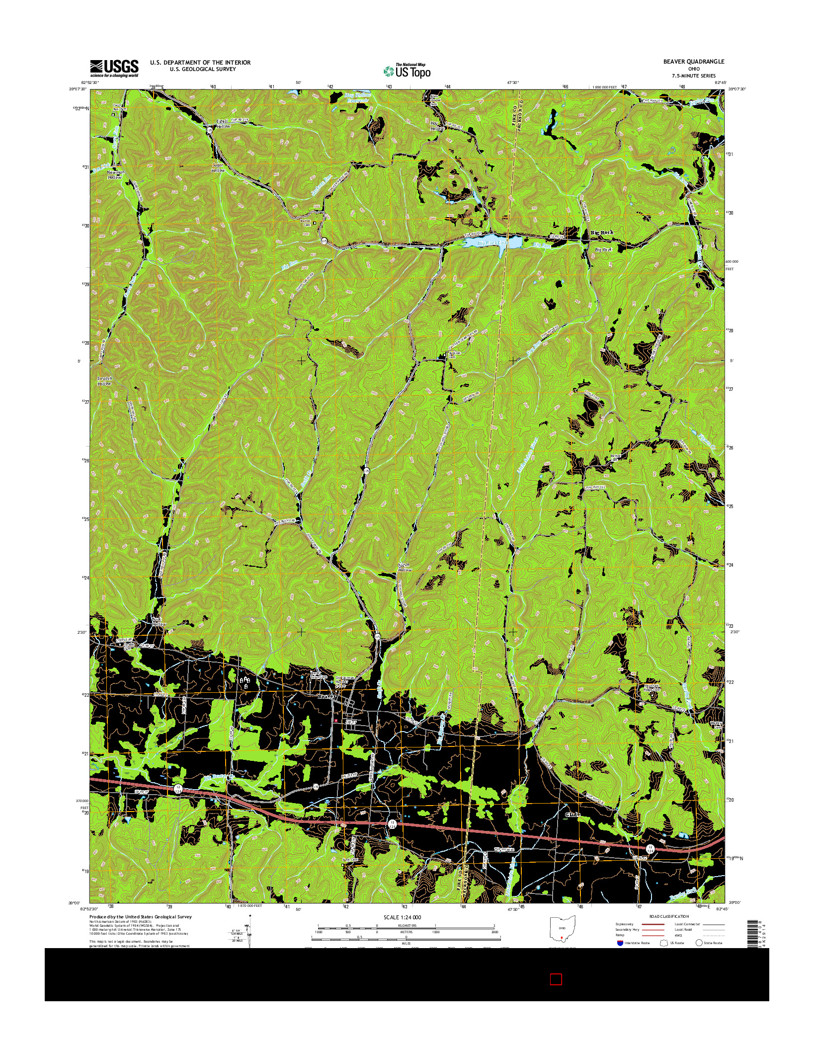 USGS US TOPO 7.5-MINUTE MAP FOR BEAVER, OH 2016
