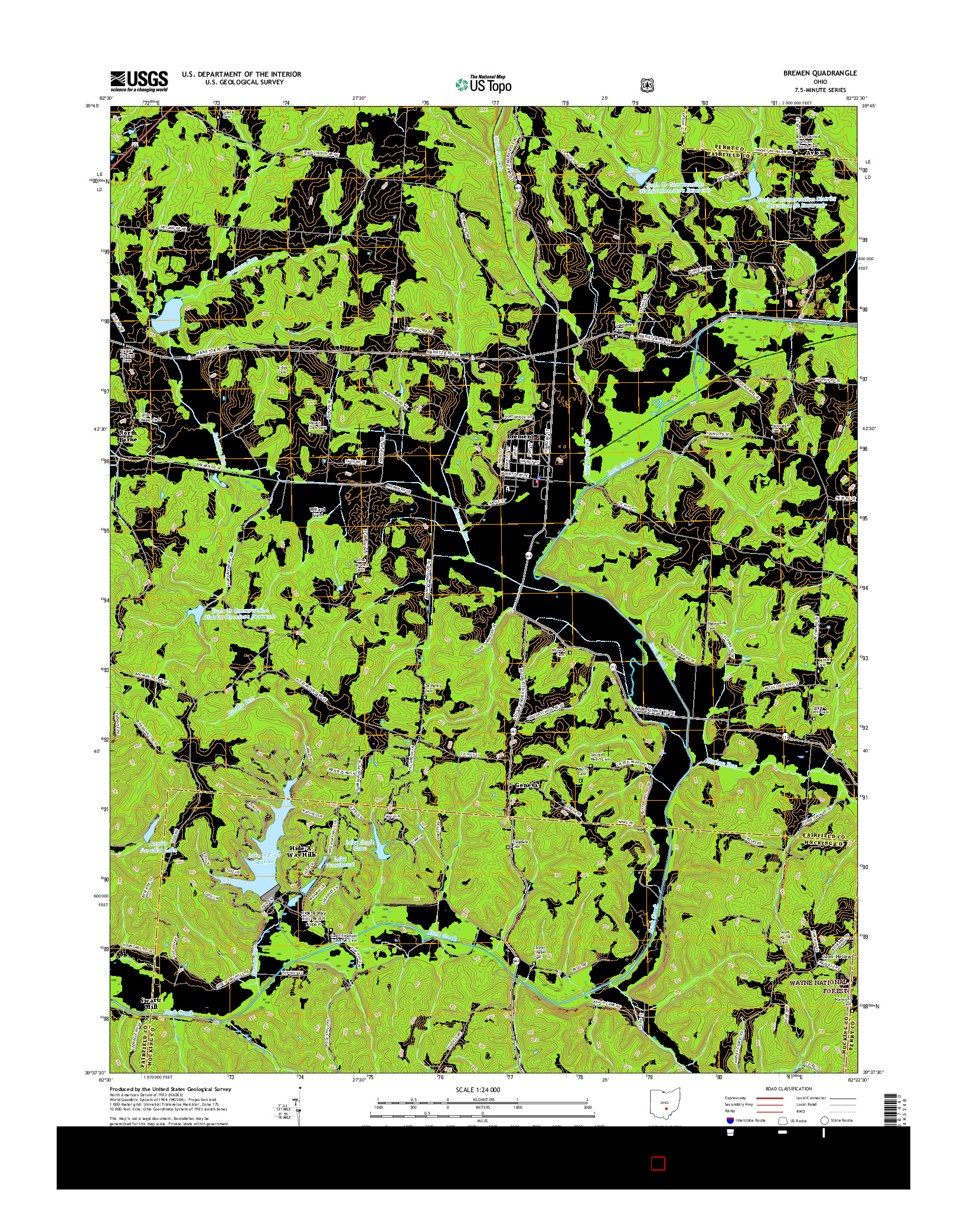 USGS US TOPO 7.5-MINUTE MAP FOR BREMEN, OH 2016