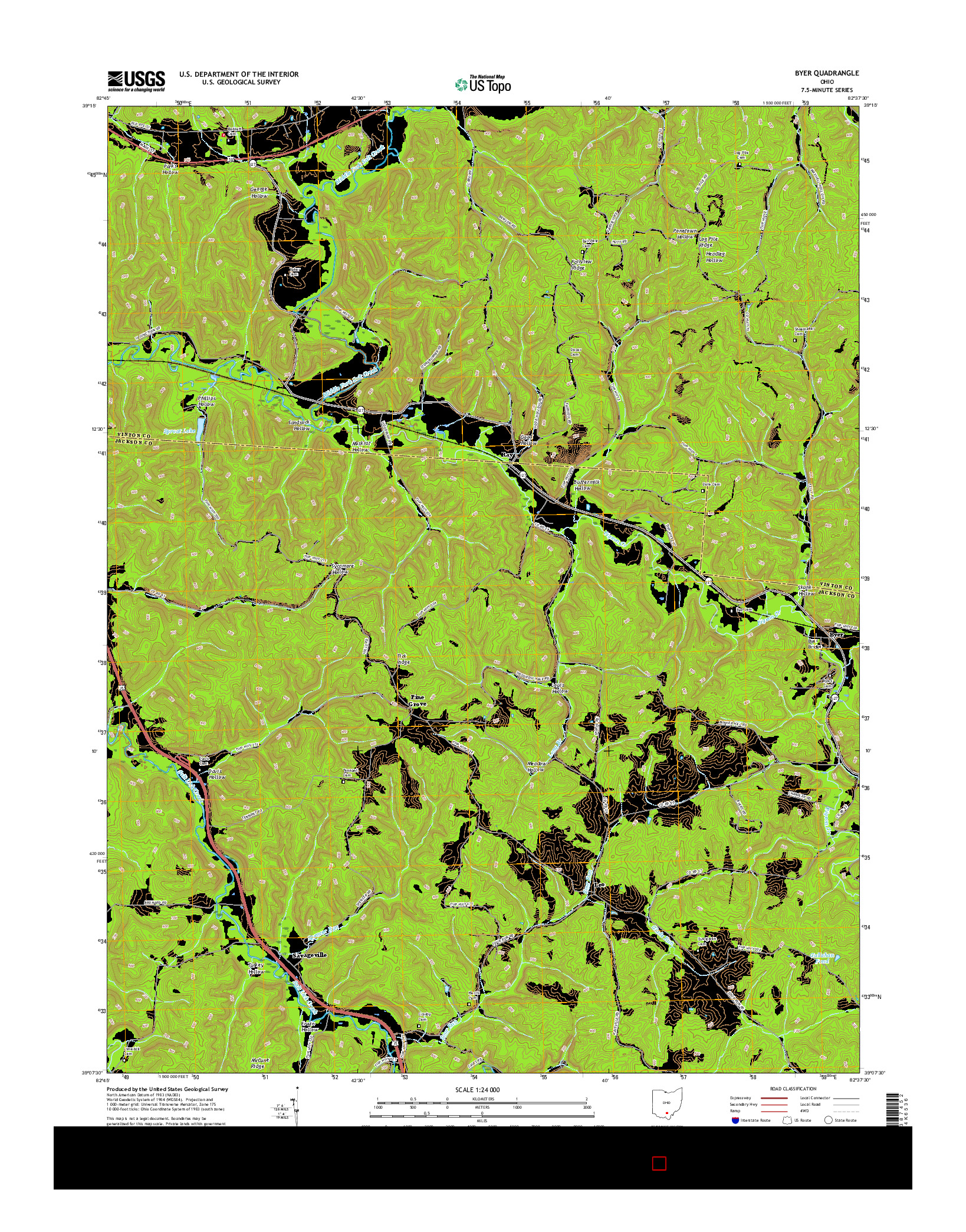 USGS US TOPO 7.5-MINUTE MAP FOR BYER, OH 2016