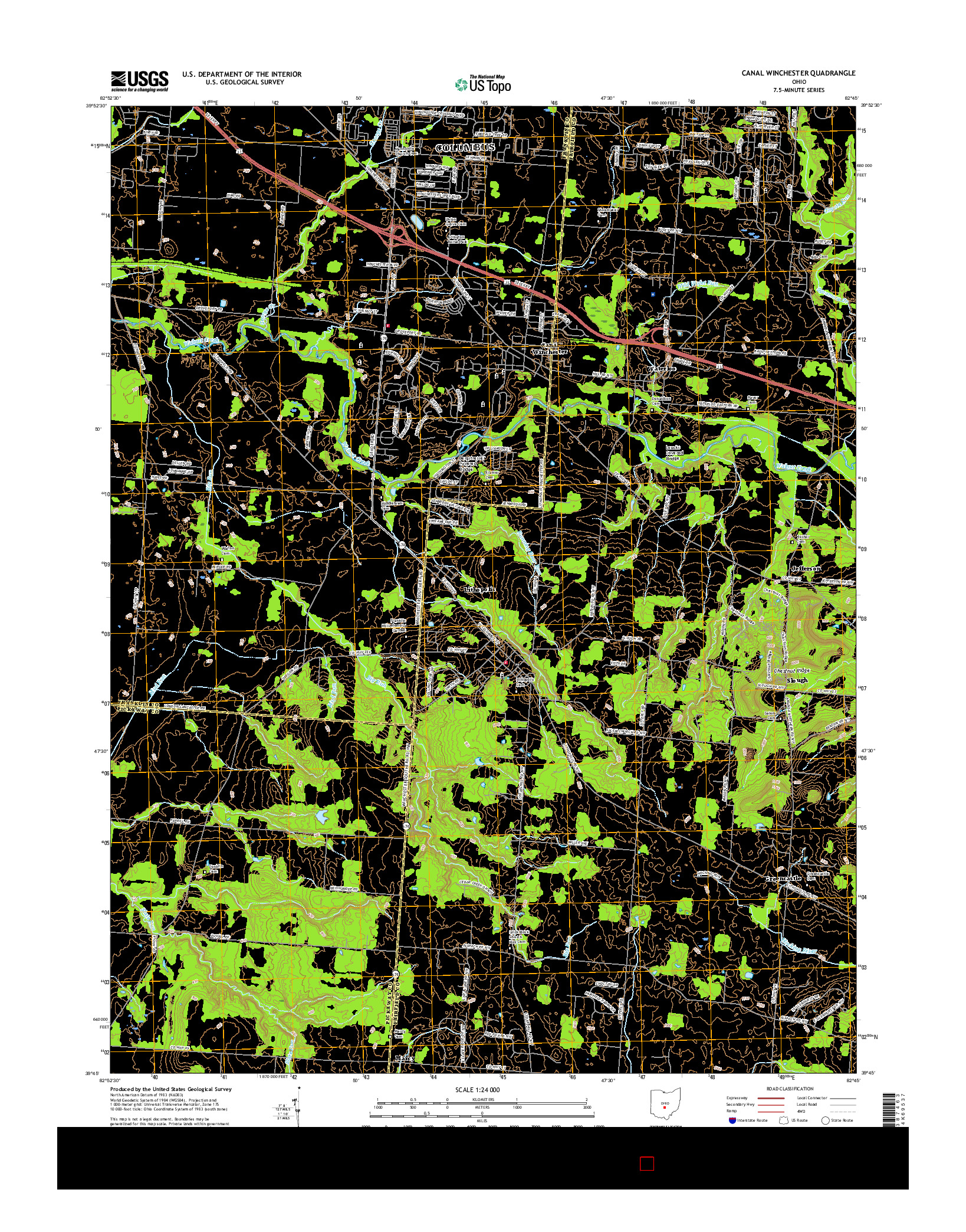 USGS US TOPO 7.5-MINUTE MAP FOR CANAL WINCHESTER, OH 2016