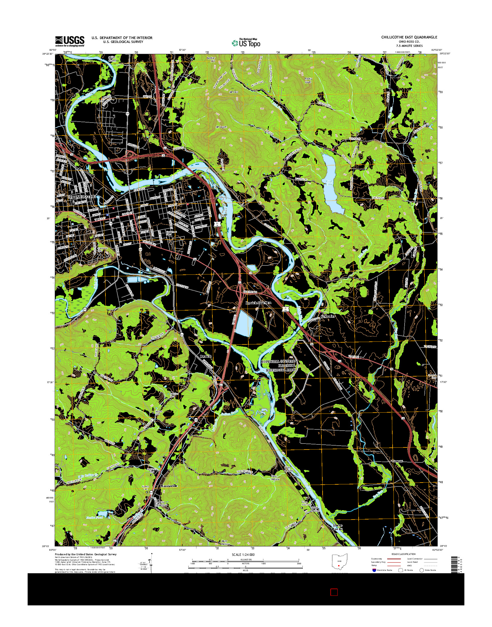 USGS US TOPO 7.5-MINUTE MAP FOR CHILLICOTHE EAST, OH 2016