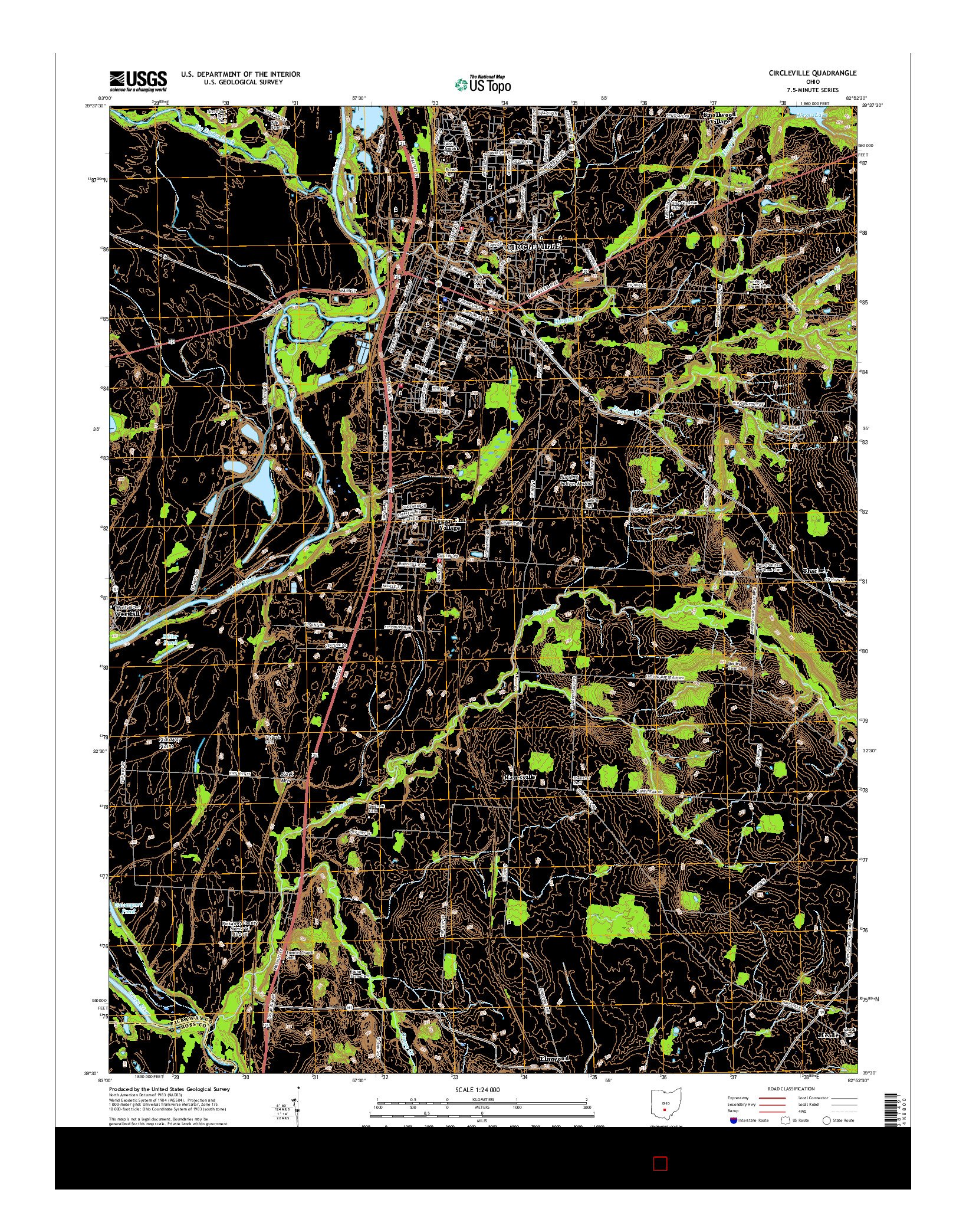 USGS US TOPO 7.5-MINUTE MAP FOR CIRCLEVILLE, OH 2016