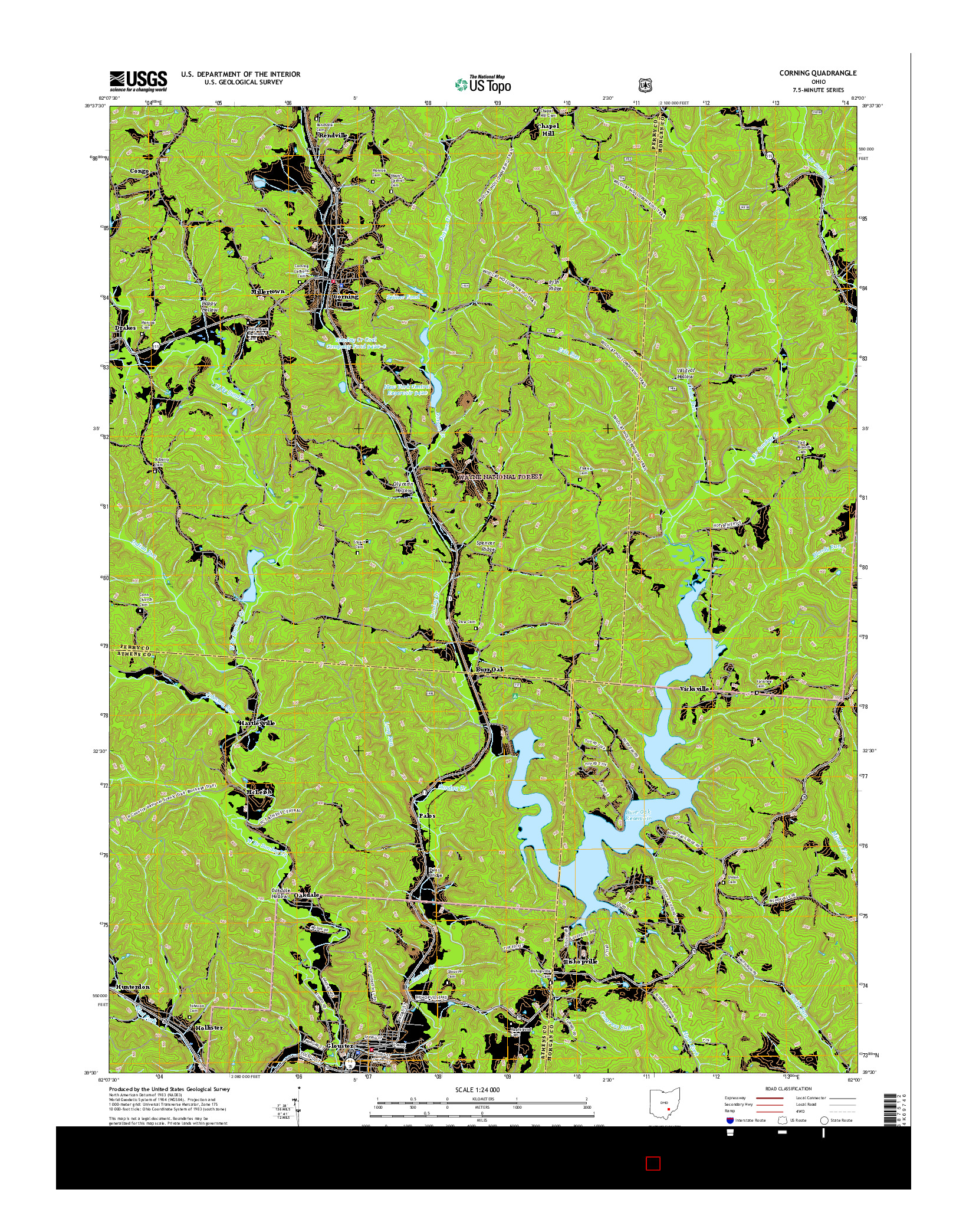 USGS US TOPO 7.5-MINUTE MAP FOR CORNING, OH 2016