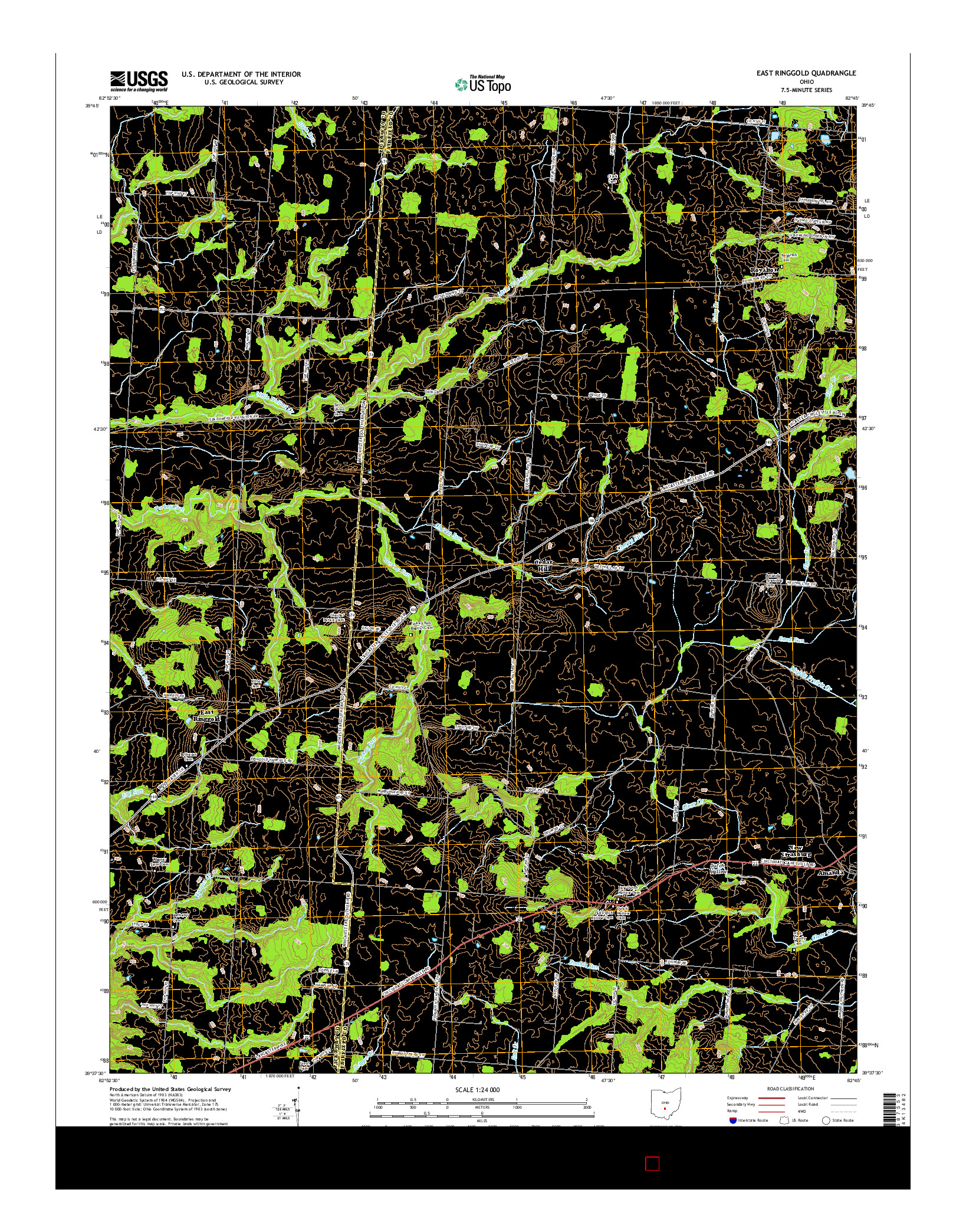 USGS US TOPO 7.5-MINUTE MAP FOR EAST RINGGOLD, OH 2016