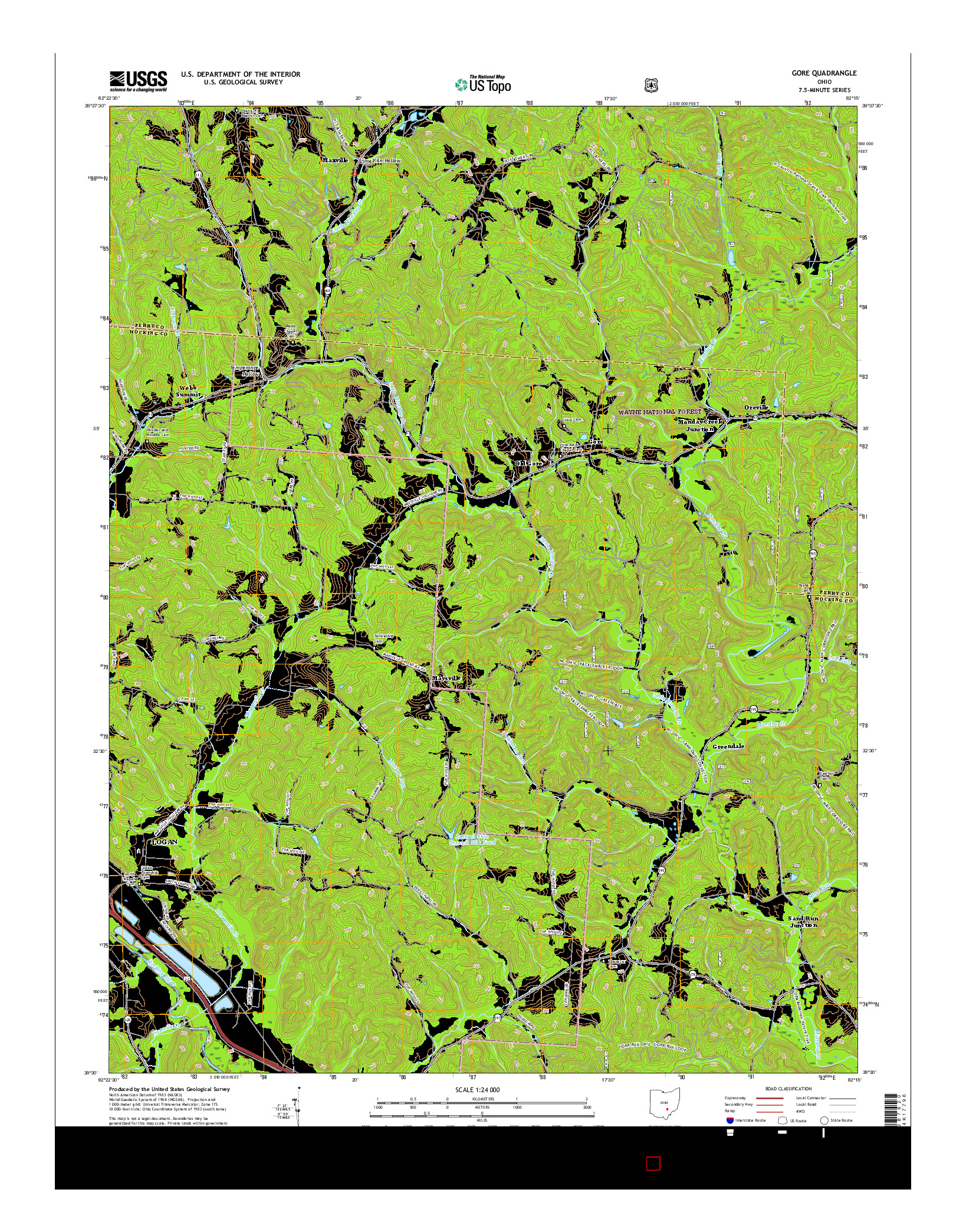 USGS US TOPO 7.5-MINUTE MAP FOR GORE, OH 2016