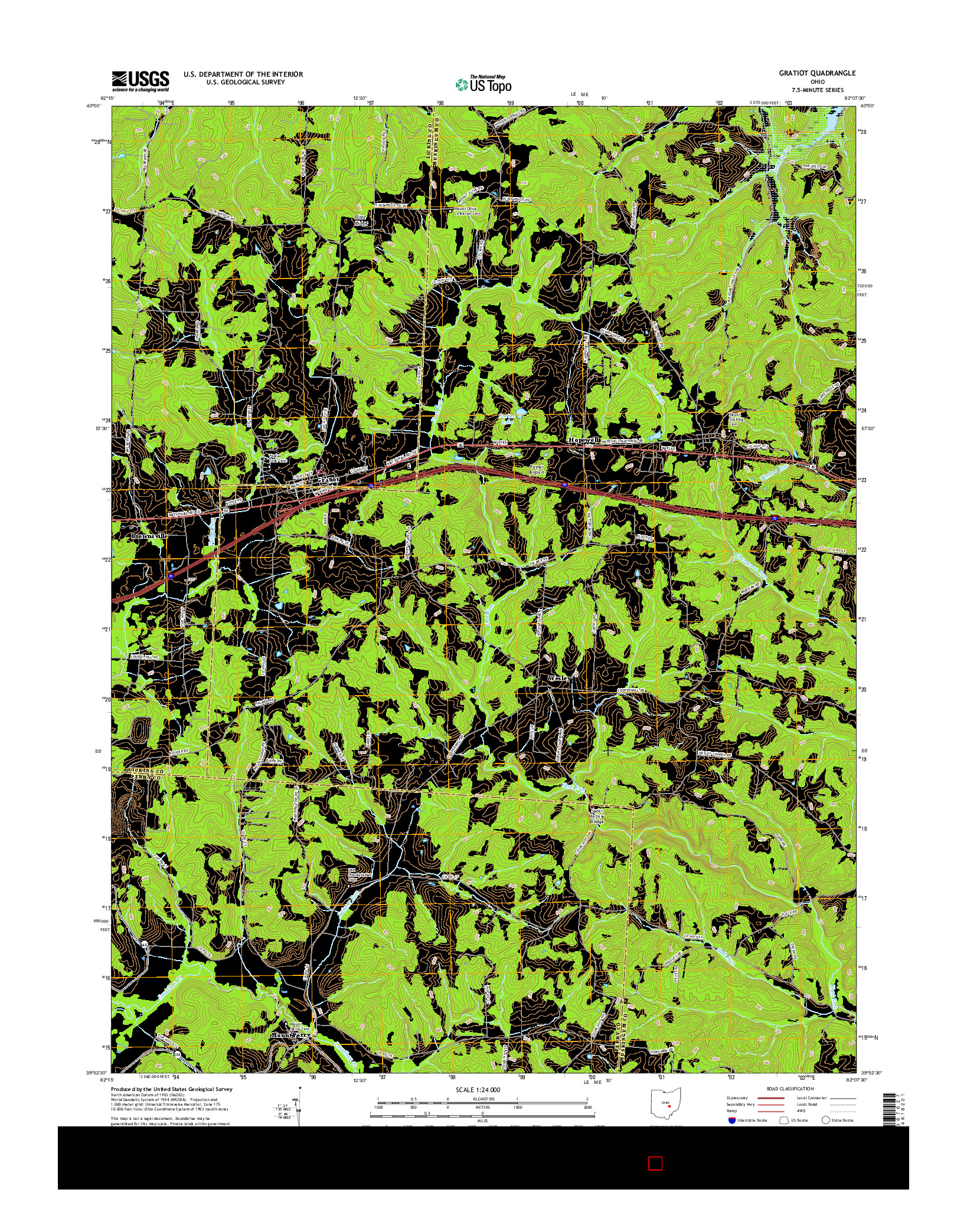 USGS US TOPO 7.5-MINUTE MAP FOR GRATIOT, OH 2016