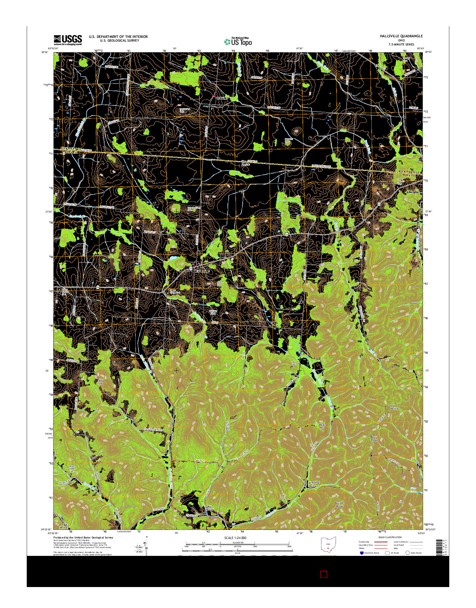 USGS US TOPO 7.5-MINUTE MAP FOR HALLSVILLE, OH 2016