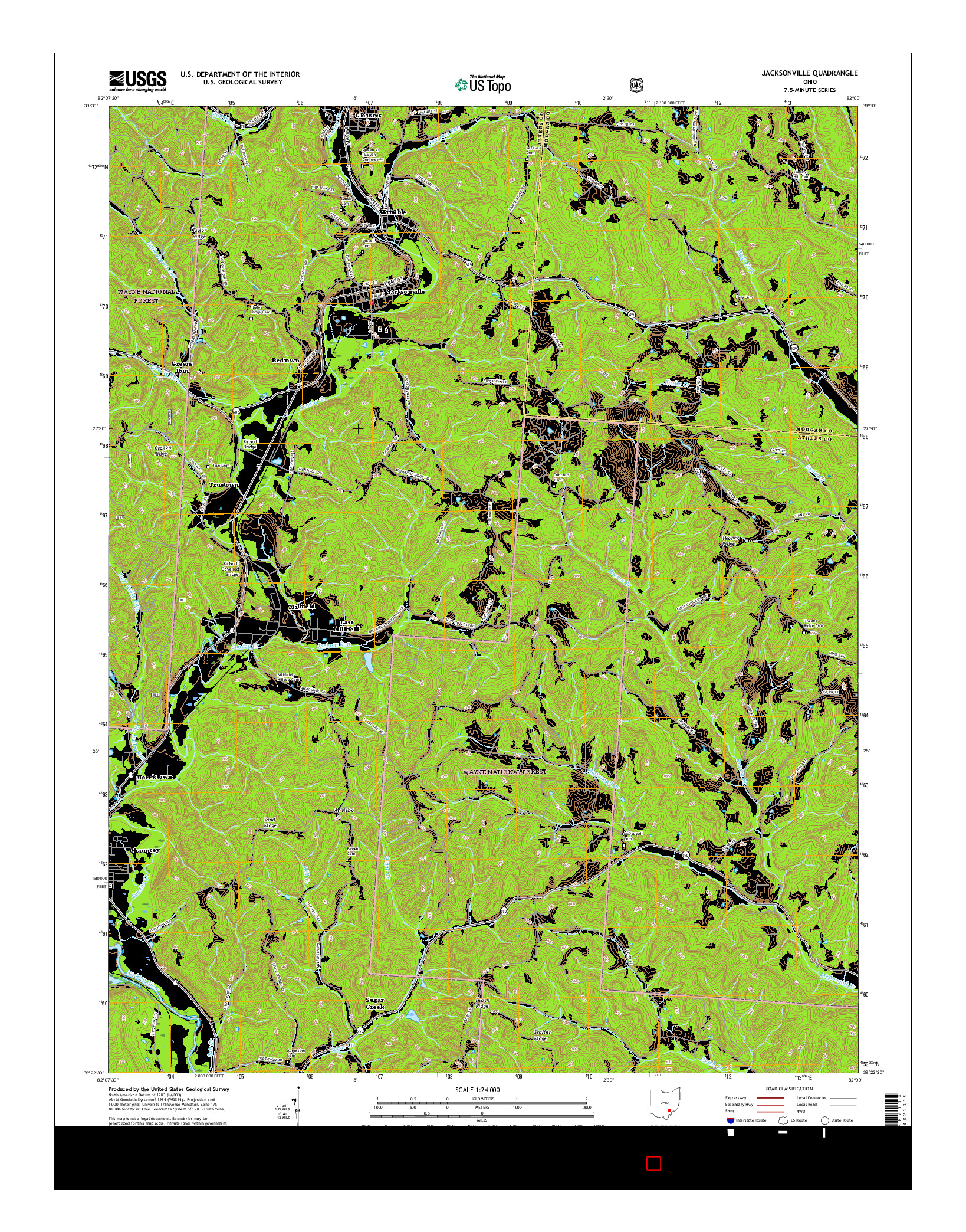 USGS US TOPO 7.5-MINUTE MAP FOR JACKSONVILLE, OH 2016