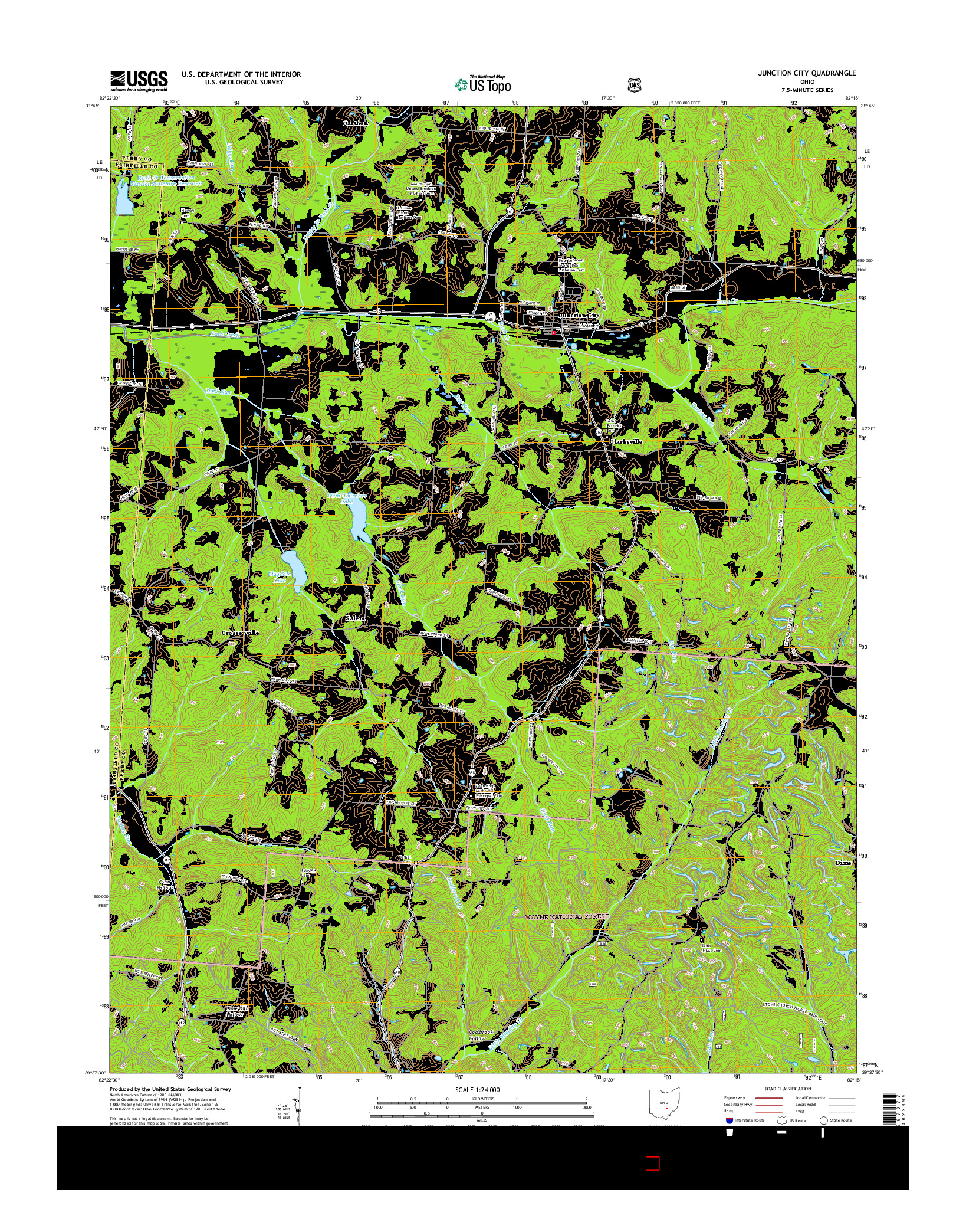 USGS US TOPO 7.5-MINUTE MAP FOR JUNCTION CITY, OH 2016